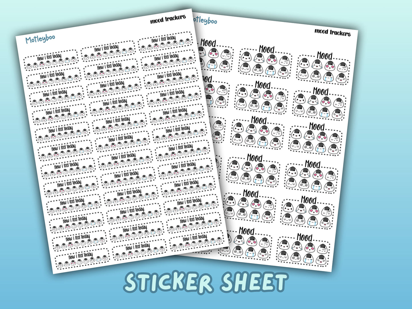 Mood tracker planner stickers, weekly planner stickers, black and white stickers, daily mood tracker stickers, how I feel today