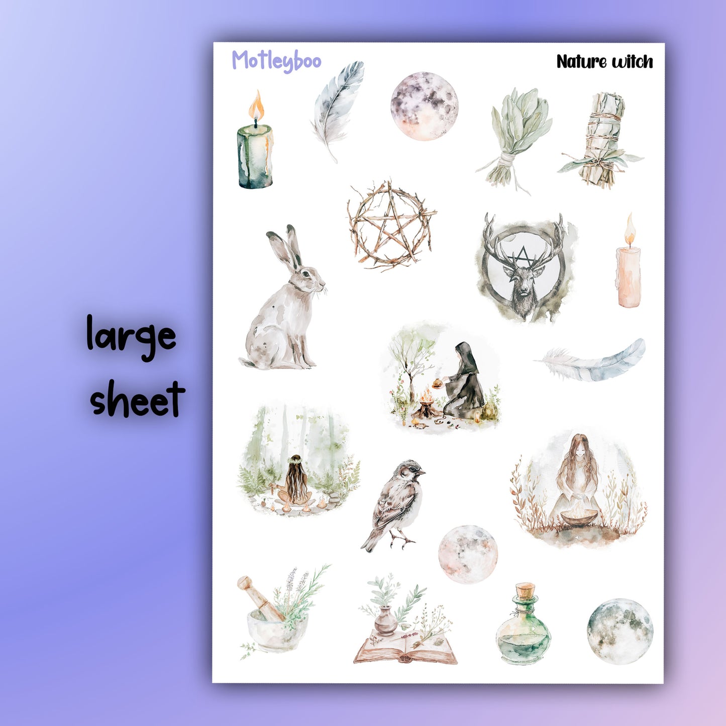 Nature witch deco sticker sheet