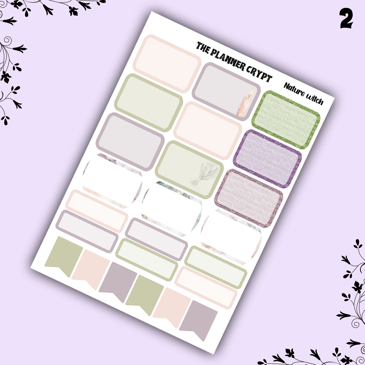 Nature witch weekly planner kit, witch stickers