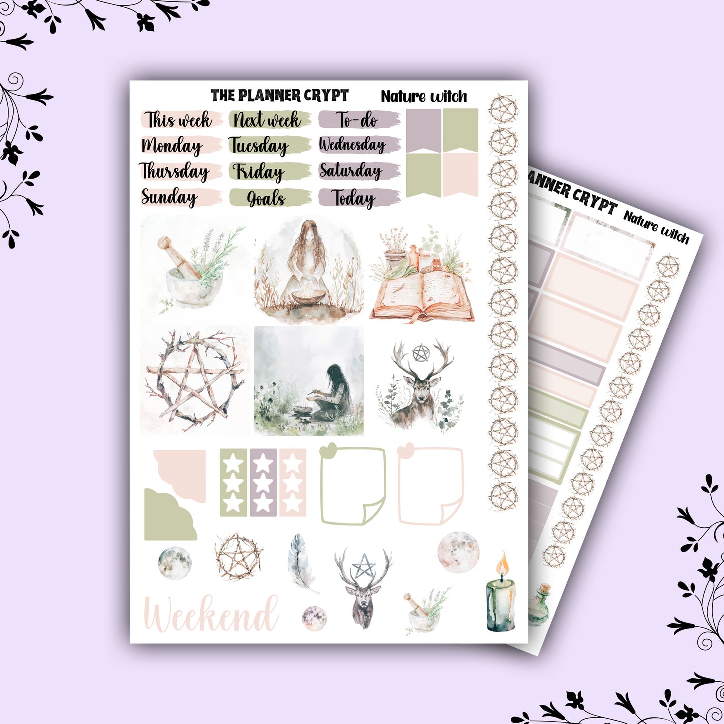 Nature witch hobonichi a5 planner sticker kit