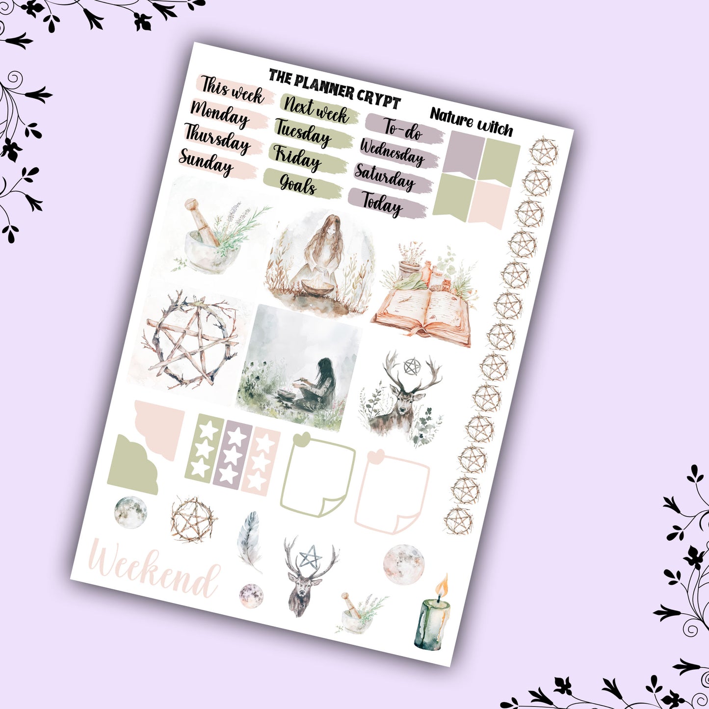 Nature witch hobonichi a5 planner sticker kit