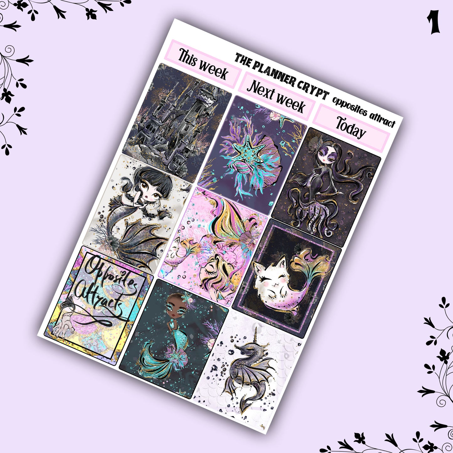 weekly planner sticker kit, goth planner stickers, goth girl sticker sheet, vertical planner, cute stickers, , gothic planner, journal