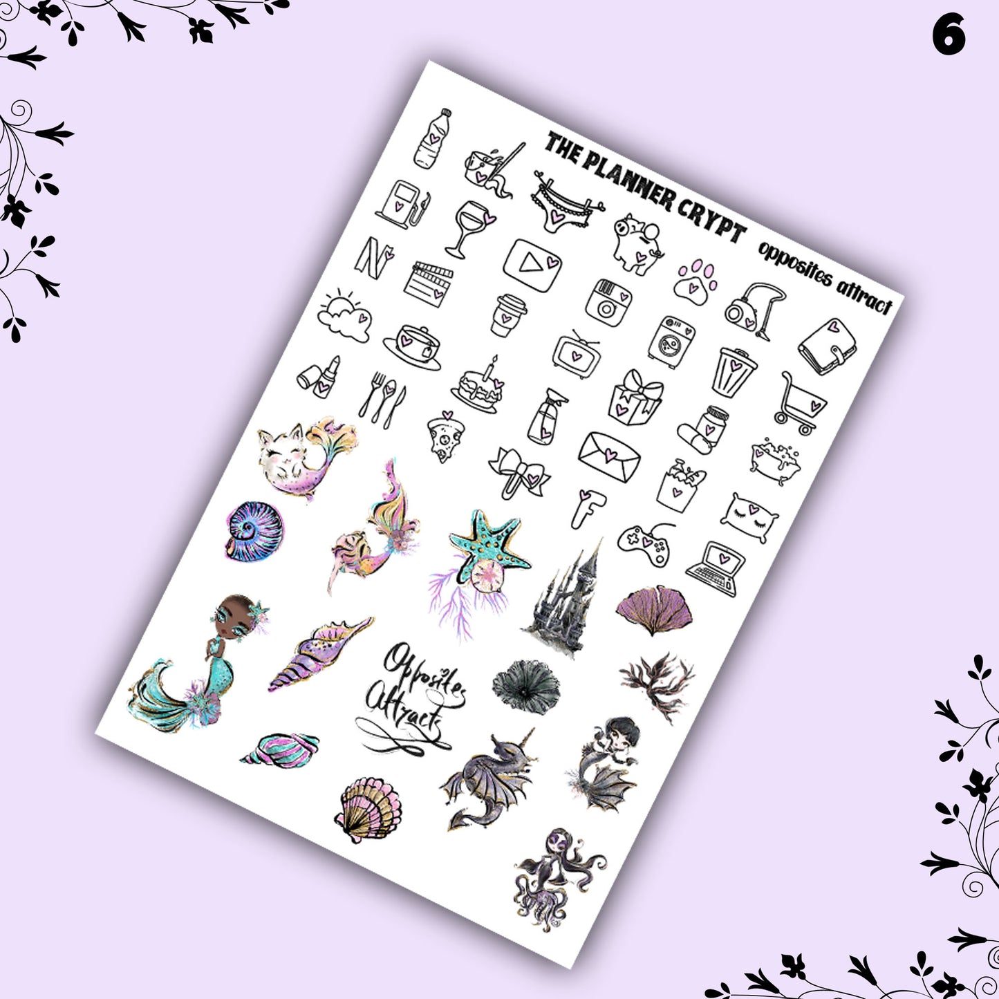 weekly planner sticker kit, goth planner stickers, goth girl sticker sheet, vertical planner, cute stickers, , gothic planner, journal