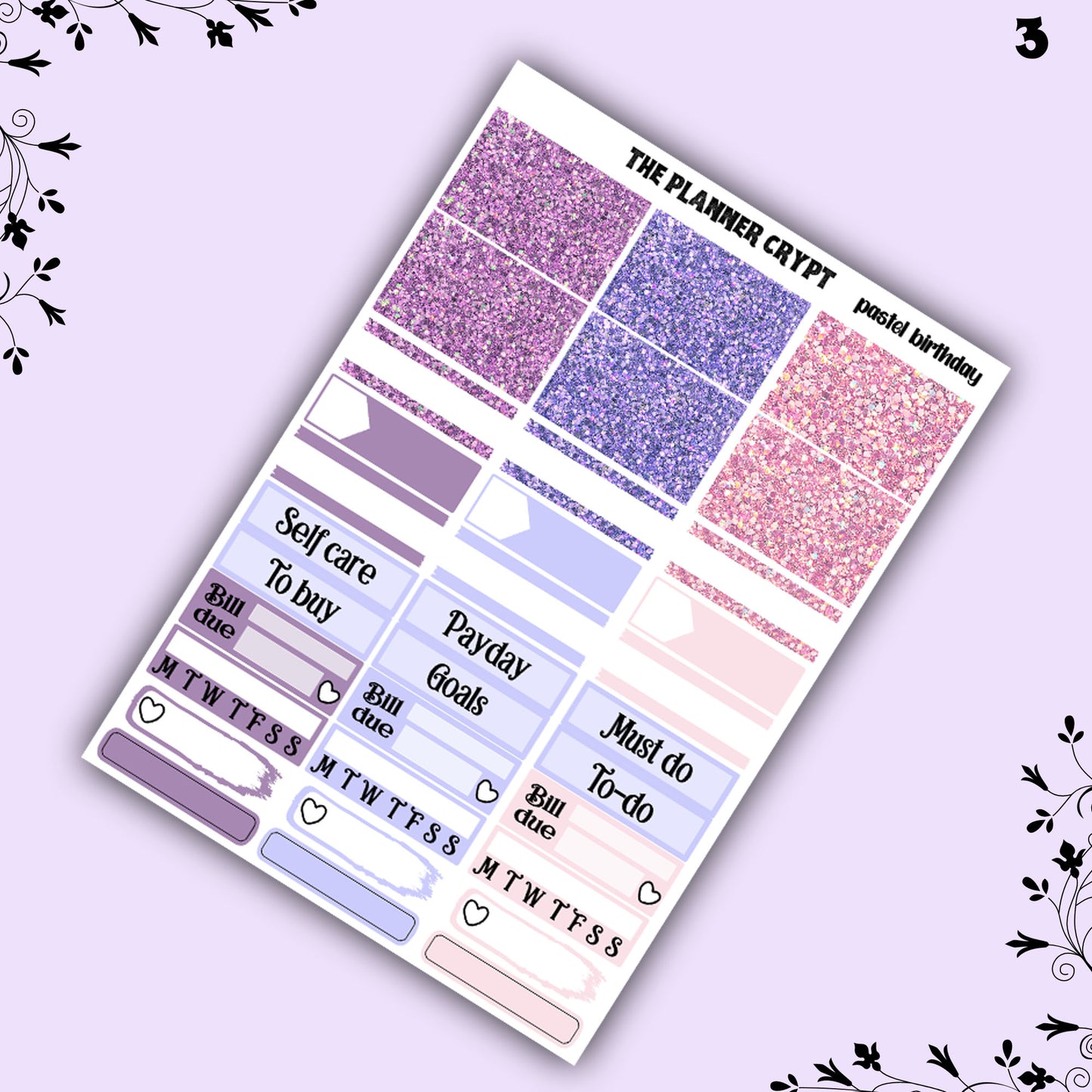 weekly planner sticker kit, planner stickers, pastel goth stickers, spooky sticker kit, vertical planner, birthday stickers, pastel birthday