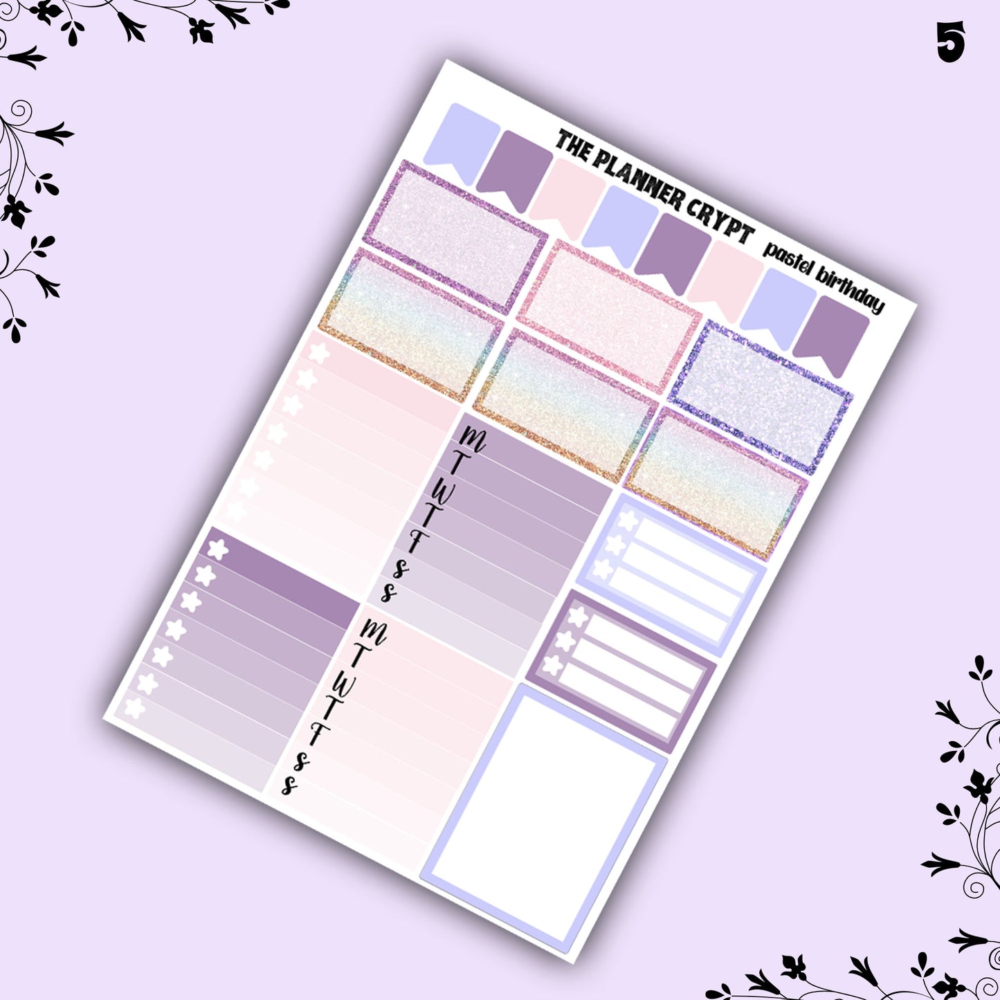 weekly planner sticker kit, planner stickers, pastel goth stickers, spooky sticker kit, vertical planner, birthday stickers, pastel birthday