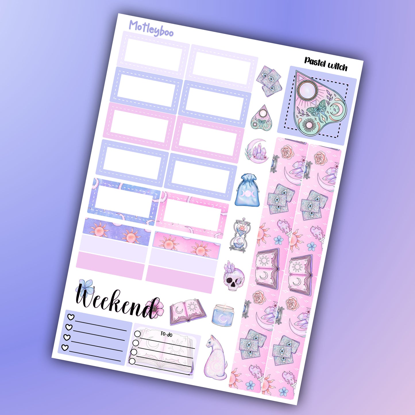 Hobonichi cousin, weekly planner sticker kit, goth planner stickers, bullet journal sticker, small planner sticker, A5 planner, pastel witch