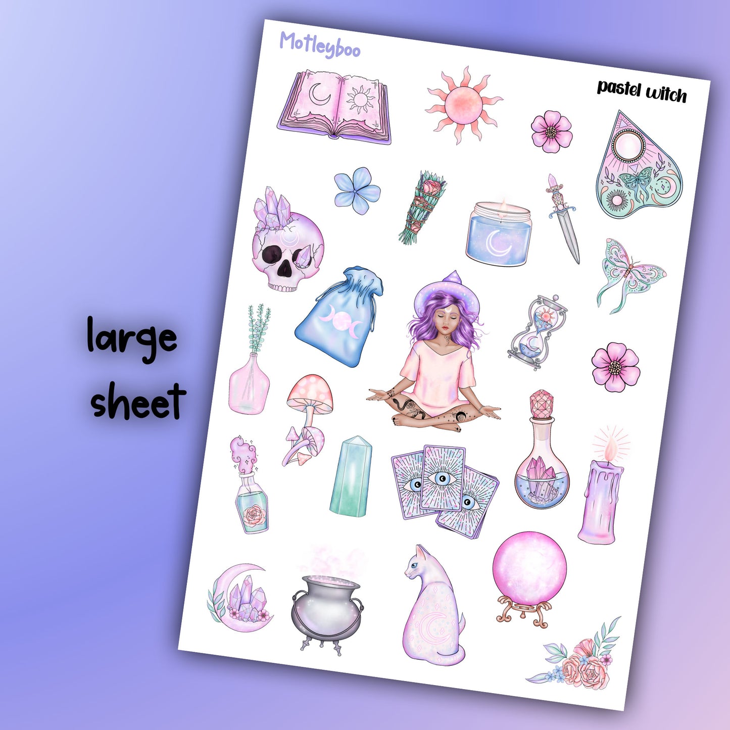 planner stickers, pastel goth, deco stickers, vertical planner, journal, happy planner, pastel goth, witchy stickers, pretty stickers, pastel witch