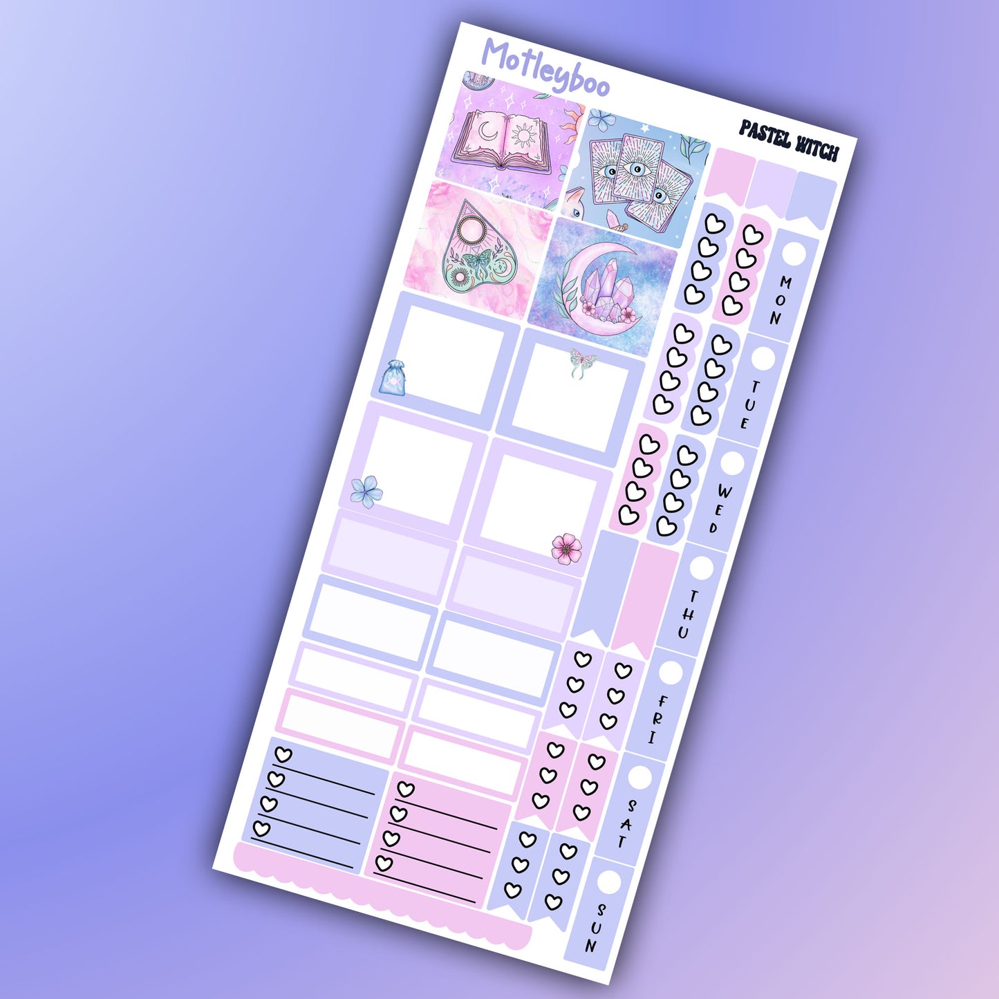 Hobonichi weeks, weekly planner sticker kit, goth planner stickers, bullet journal stickers, small planner stickers, pastel witch