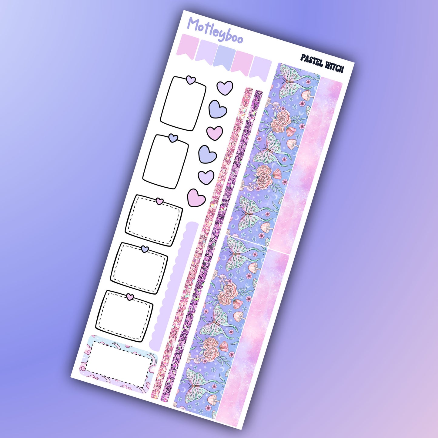 Hobonichi weeks, weekly planner sticker kit, goth planner stickers, bullet journal stickers, small planner stickers, pastel witch