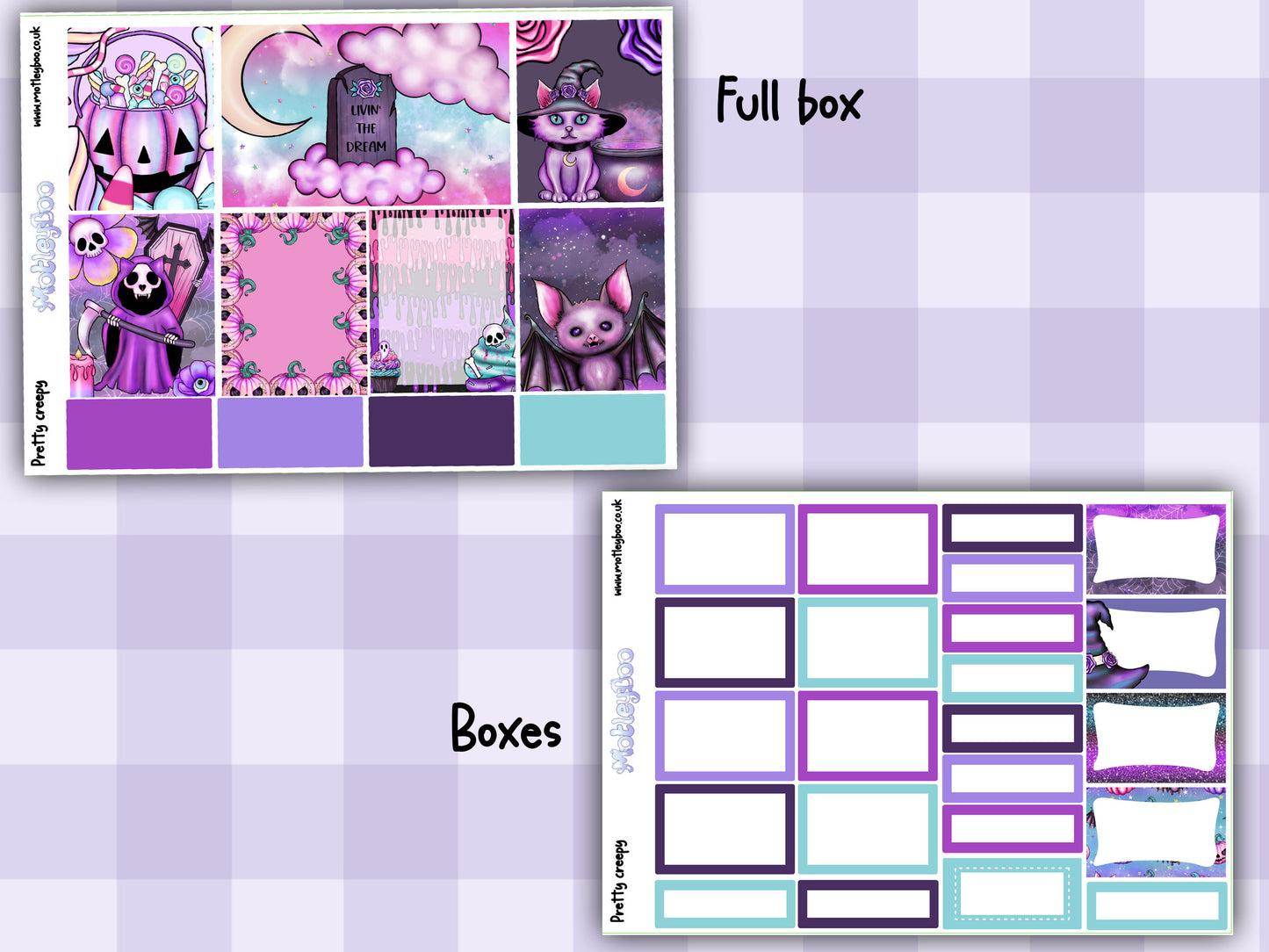weekly planner, sticker kit, spooky stickers, Halloween planner kit, planner stickers, vertical planner, goth planner, goth stickers