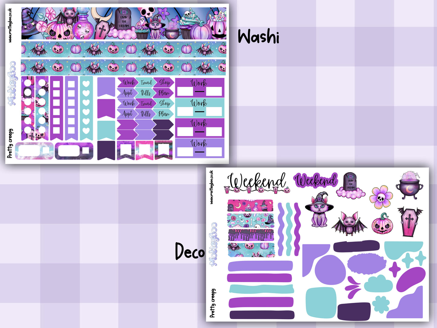 weekly planner, sticker kit, spooky stickers, Halloween planner kit, planner stickers, vertical planner, goth planner, goth stickers