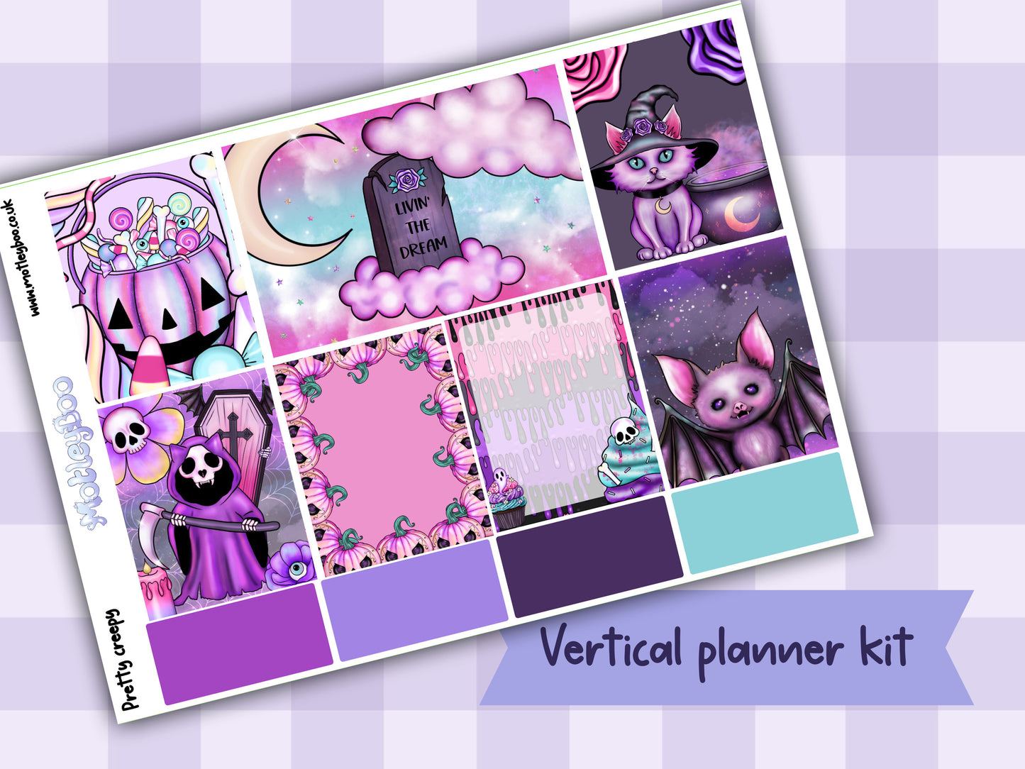 weekly planner, sticker kit, spooky stickers, Halloween planner kit, planner stickers, vertical planner, goth planner, goth stickers