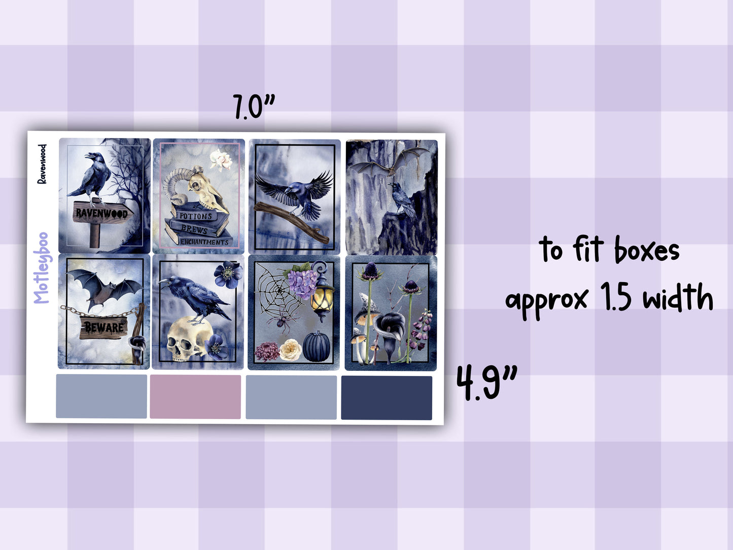 Gothic Raven Weekly Planner Sticker Kit, Vertical Layout, Spooky Halloween planning, ravenwood