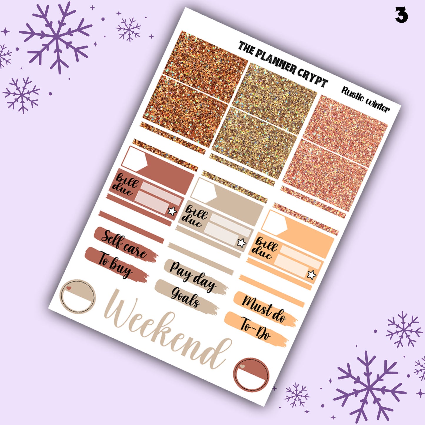 Rustic winter christmas weekly planner kit, winter stickers, christmas stickers