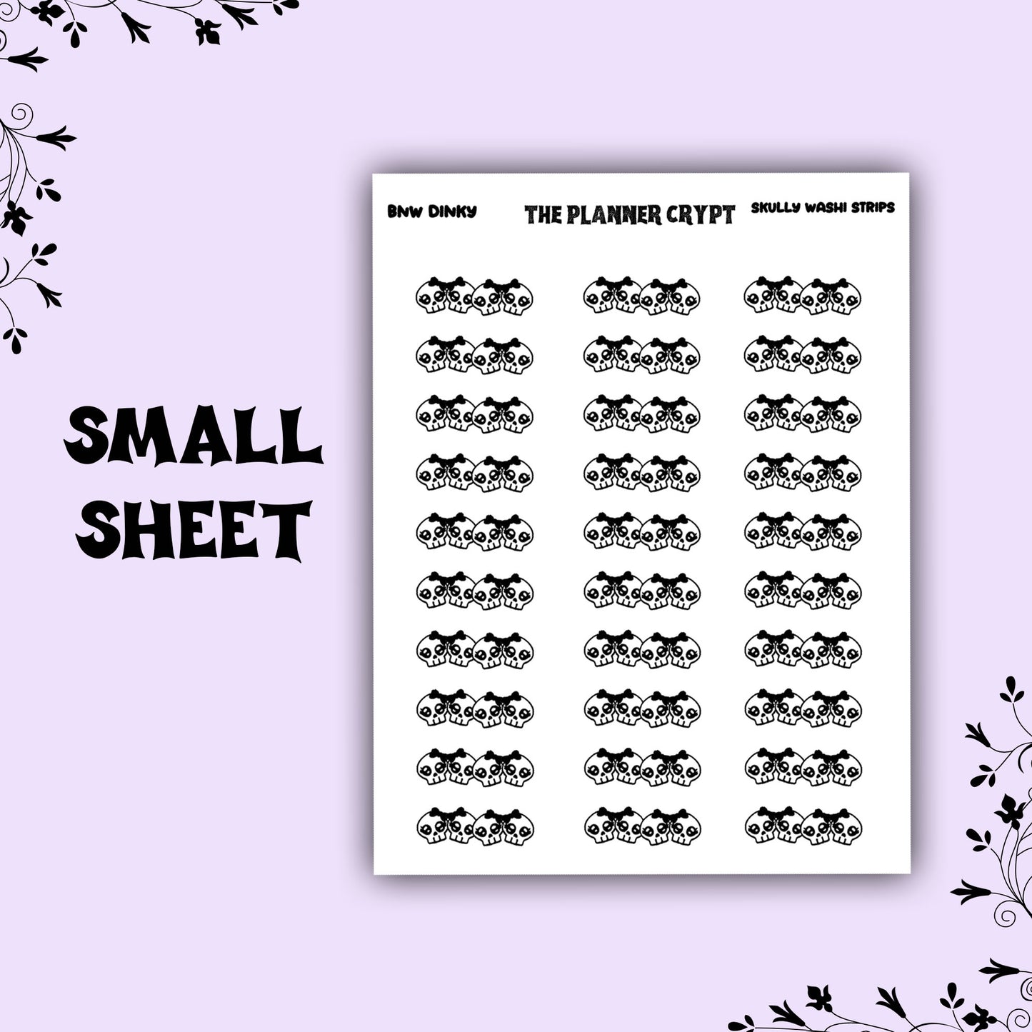 washi strip stickers,skulls,spooky, planner sticker, pastel goth,vertical planner, small journal,goth planner,functional stickers,hobonichi