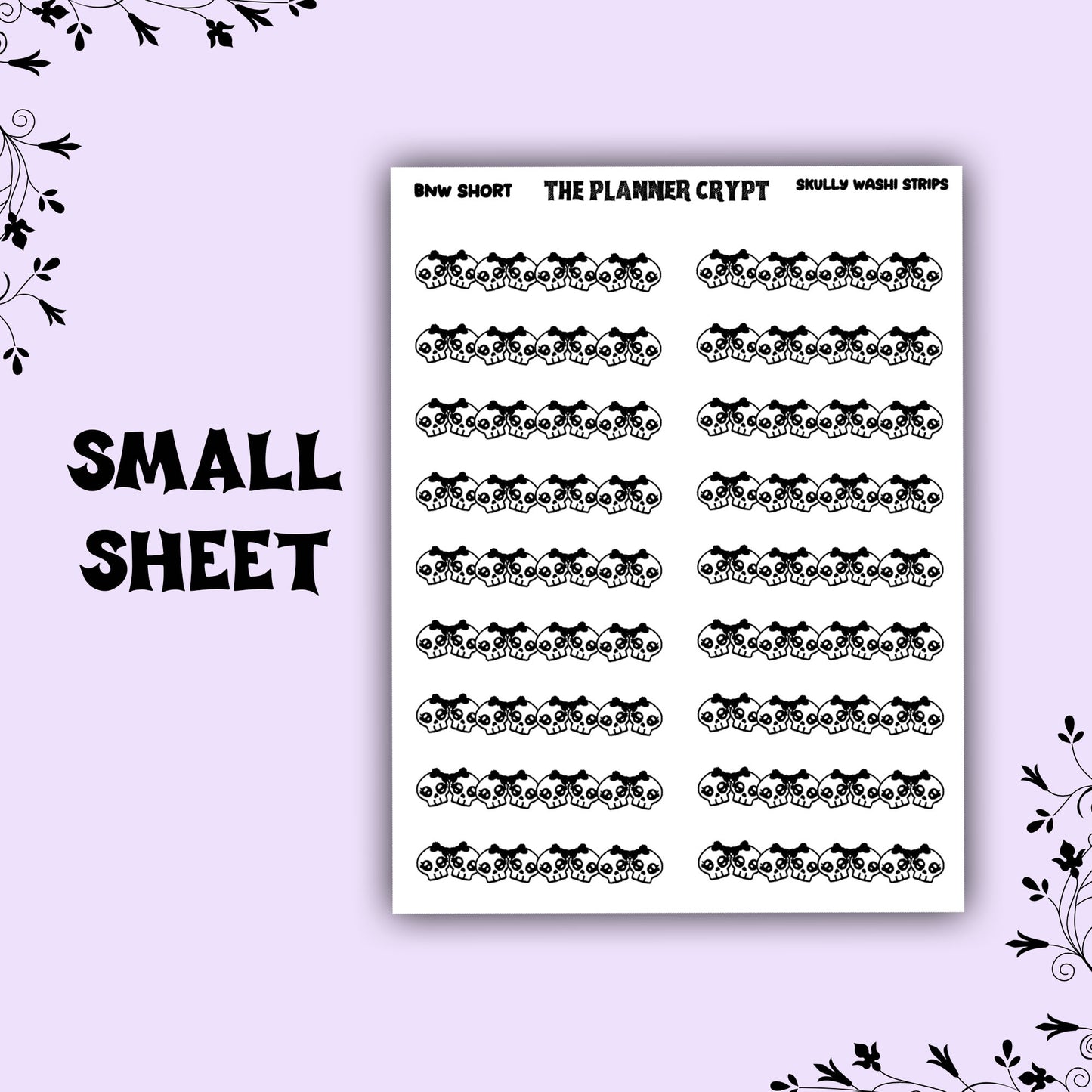 washi strip stickers,skulls,spooky, planner sticker, pastel goth,vertical planner, small journal,goth planner,functional stickers,hobonichi