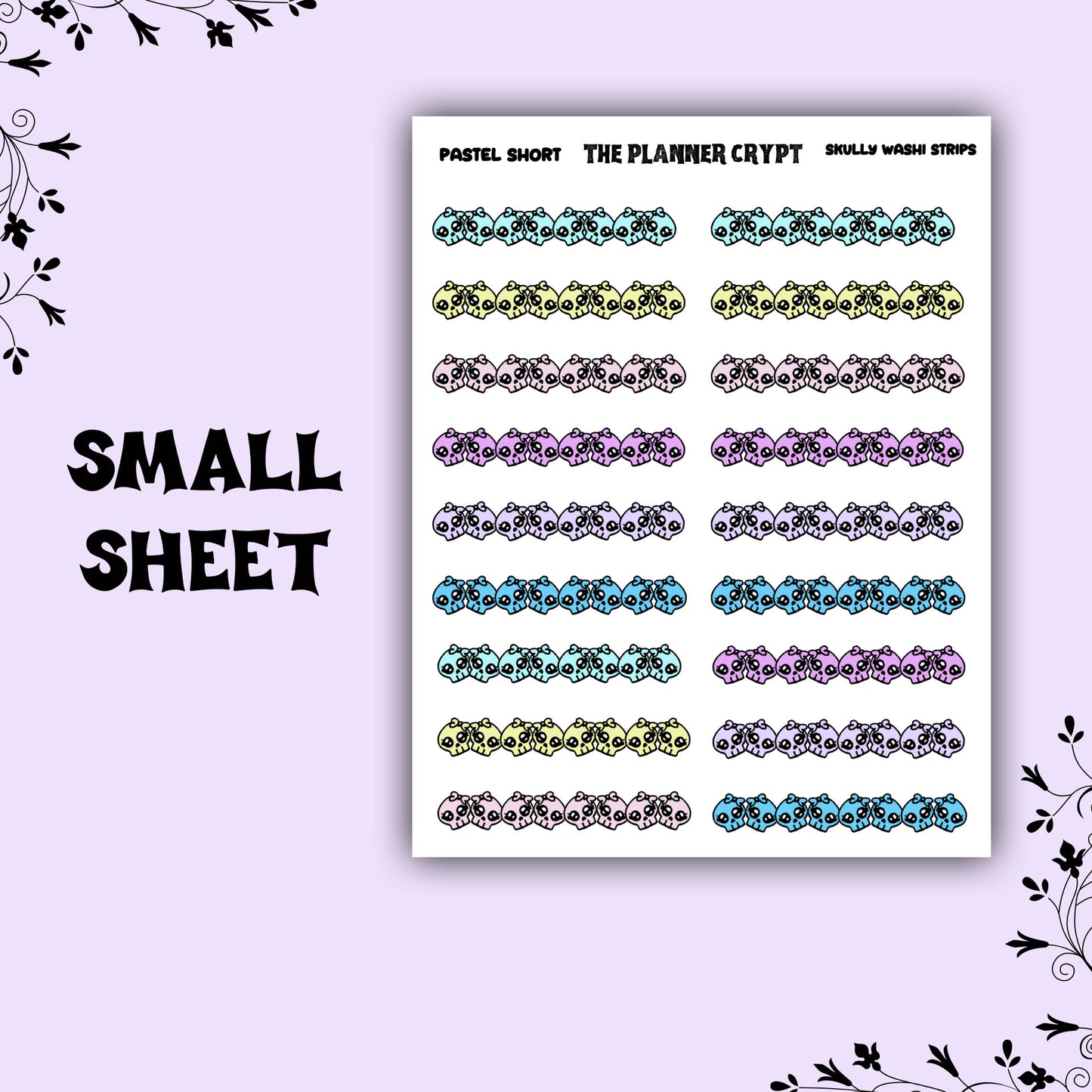 washi strip stickers,skulls,spooky, planner sticker, pastel goth,vertical planner, small journal,goth planner,functional stickers,hobonichi
