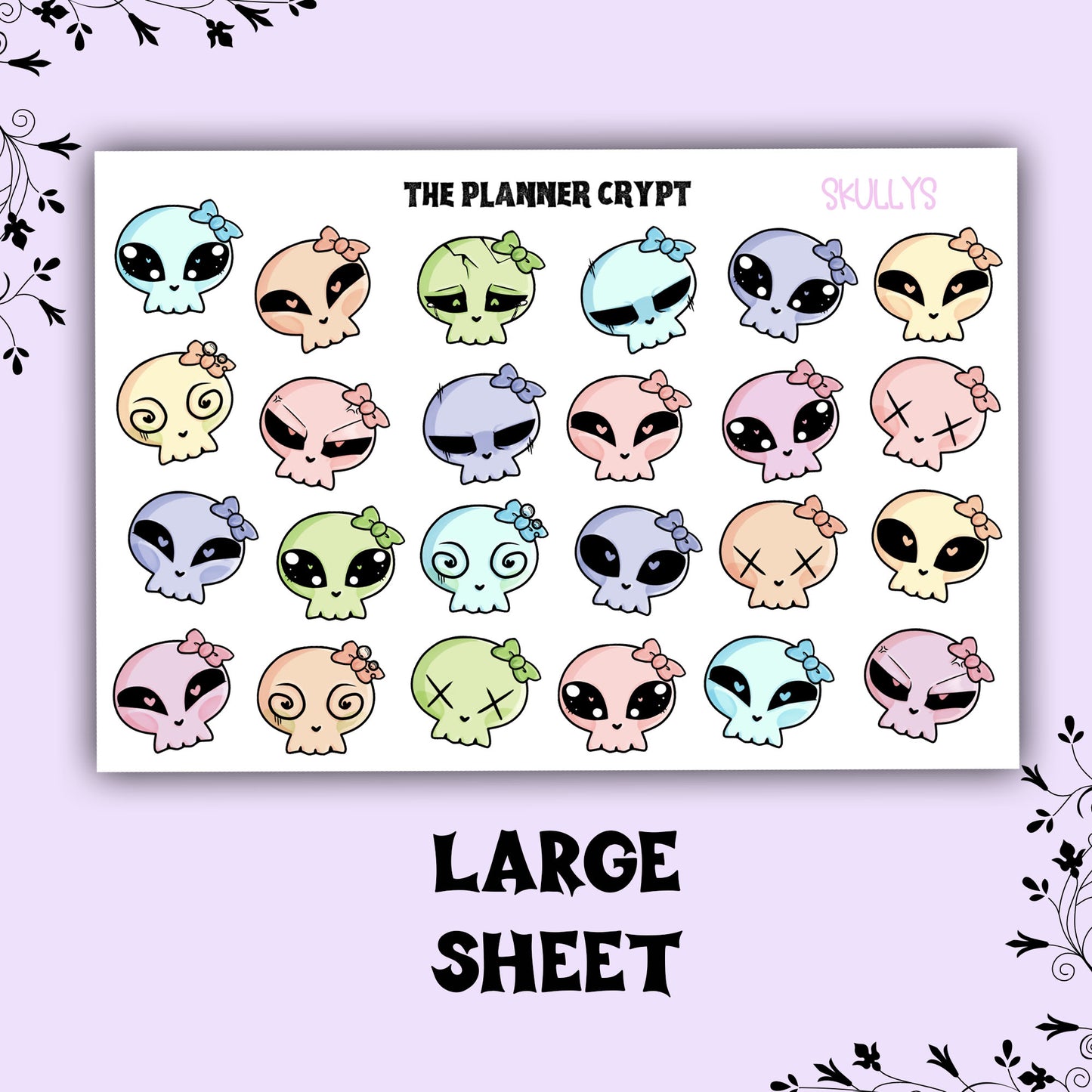 sticker sheet, planner sticker, deco stickers, pastel goth, kawaii, skulls, goth, cute stickers, halloween, journalling, , scrapbooking