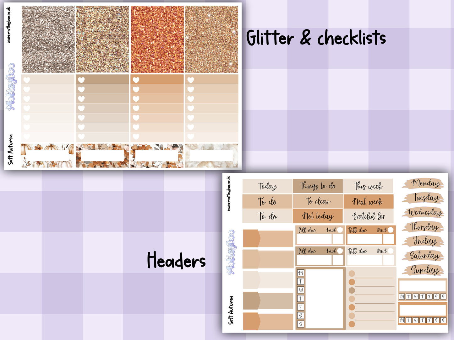 Autumnal weekly planner sticker kit for vertical planners, gifts for halloween season fall and Autumn, journaling and scrapbooking