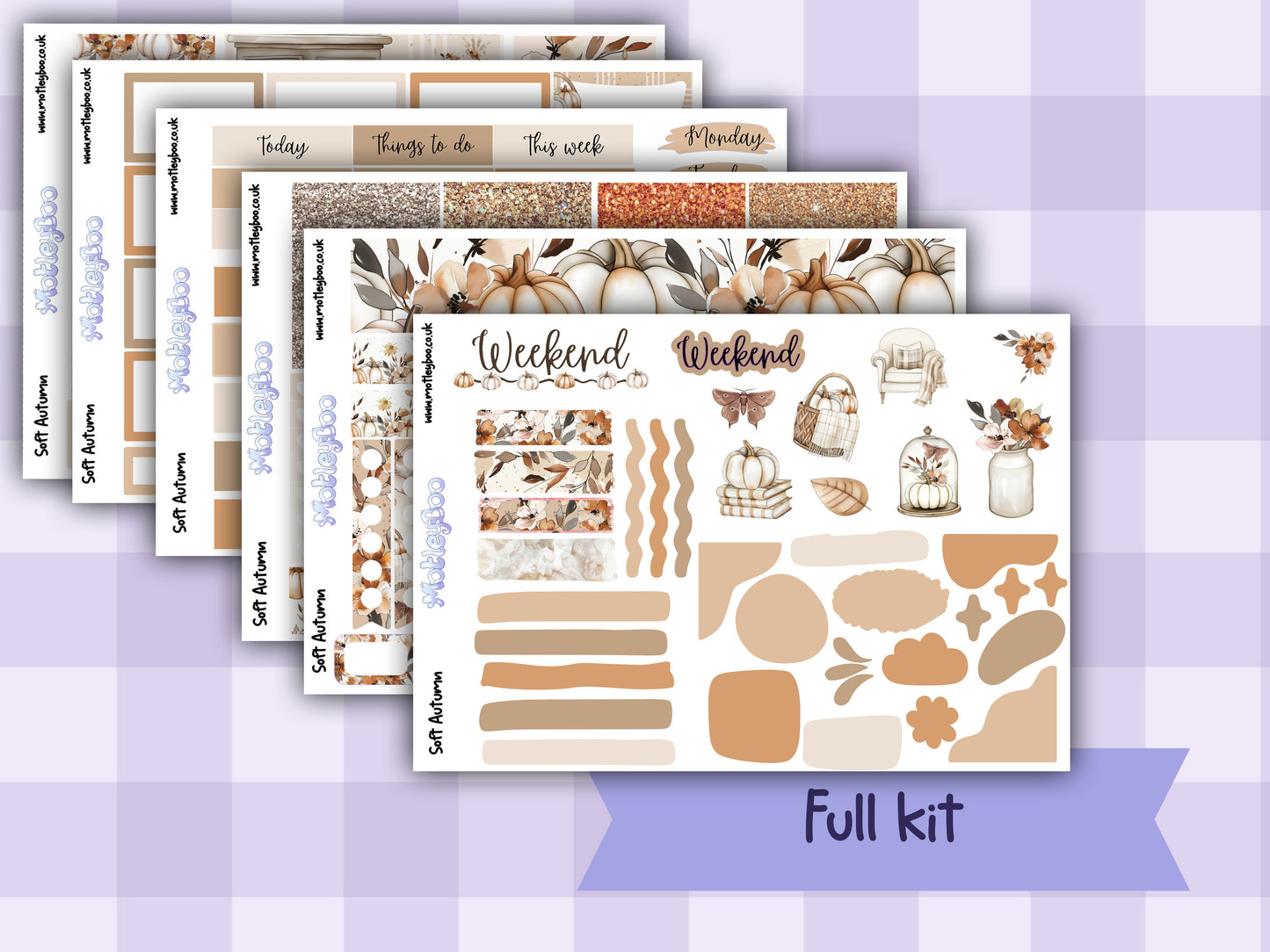 Autumnal weekly planner sticker kit for vertical planners, gifts for halloween season fall and Autumn, journaling and scrapbooking