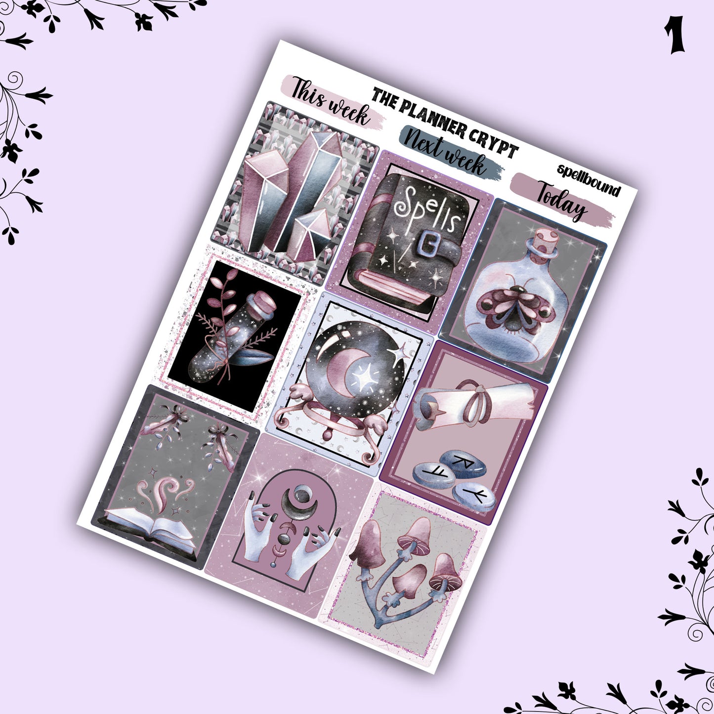 weekly planner kit, planner stickers, witch stickers, goth stickers, vertical planner, witchcraft stickers, goth planner, pretty stickers