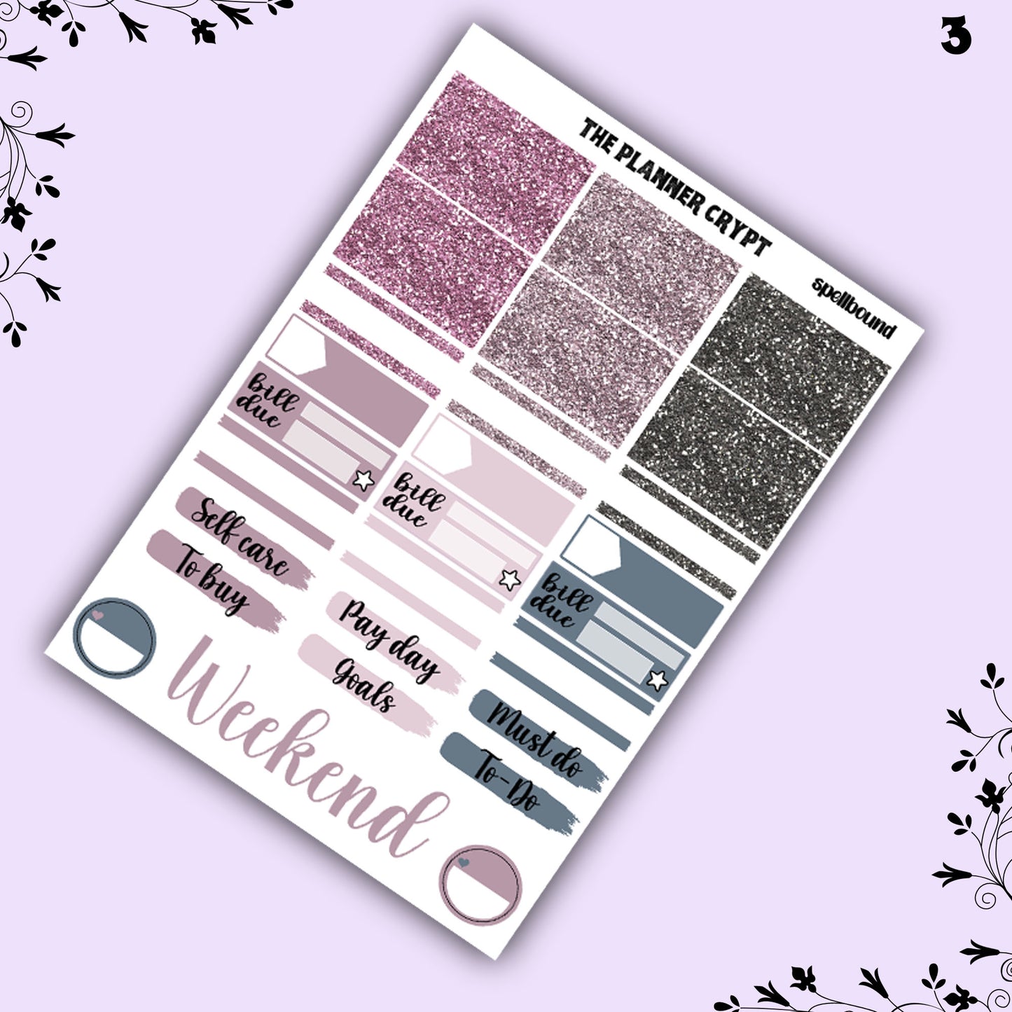 weekly planner kit, planner stickers, witch stickers, goth stickers, vertical planner, witchcraft stickers, goth planner, pretty stickers