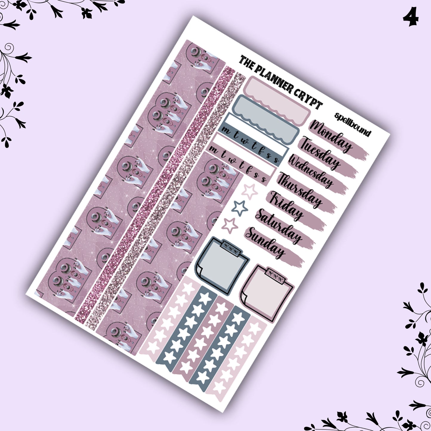weekly planner kit, planner stickers, witch stickers, goth stickers, vertical planner, witchcraft stickers, goth planner, pretty stickers