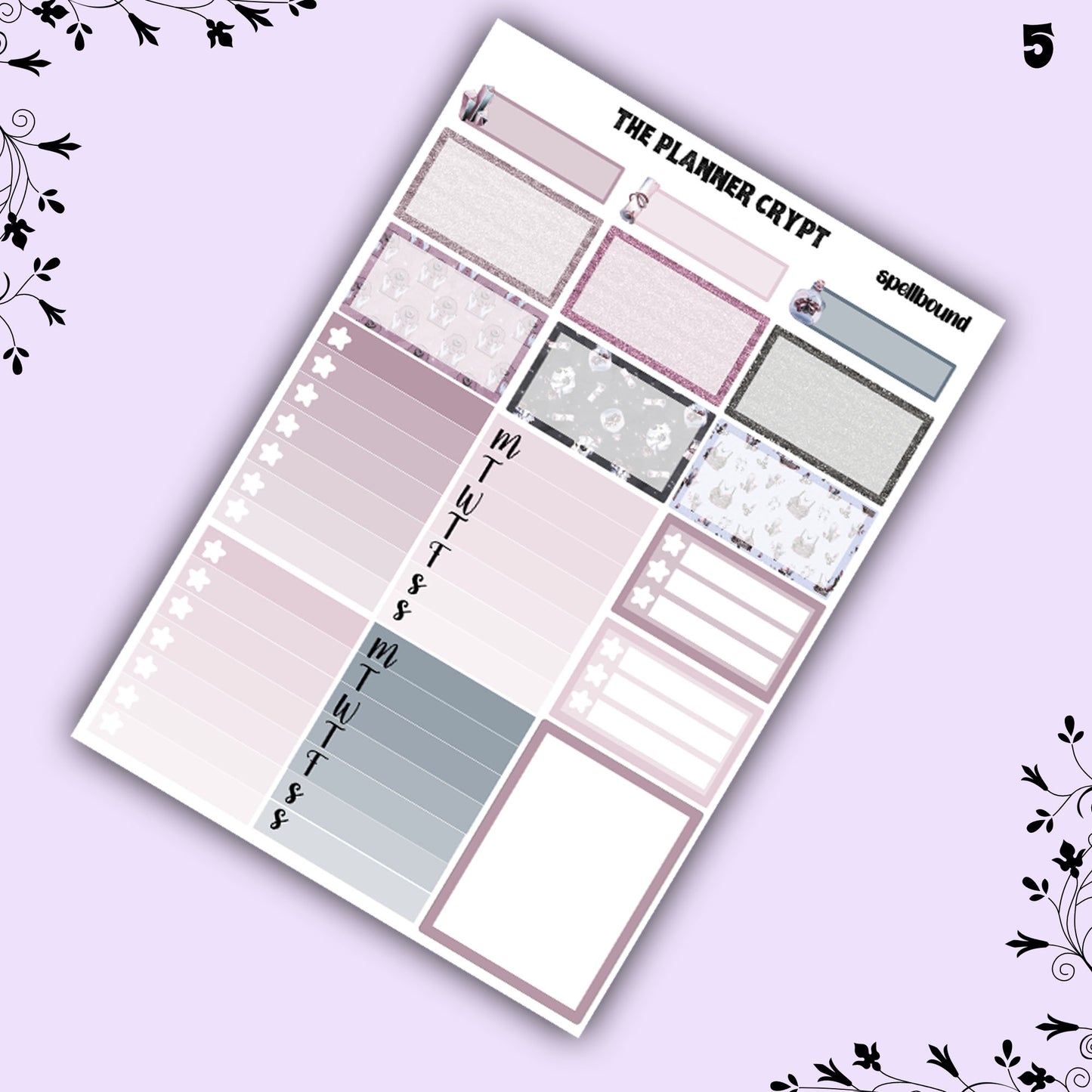 weekly planner kit, planner stickers, witch stickers, goth stickers, vertical planner, witchcraft stickers, goth planner, pretty stickers