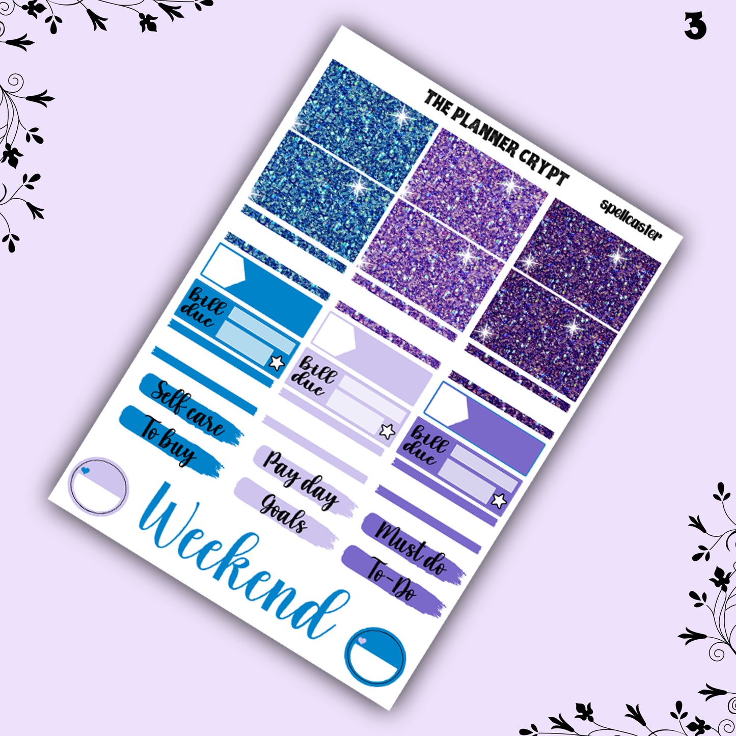 Weekly planner kit, witch stickers, witchy gifts, witchcraft stickers, vertical planner, celestial stickers, pretty stickers, magical gift