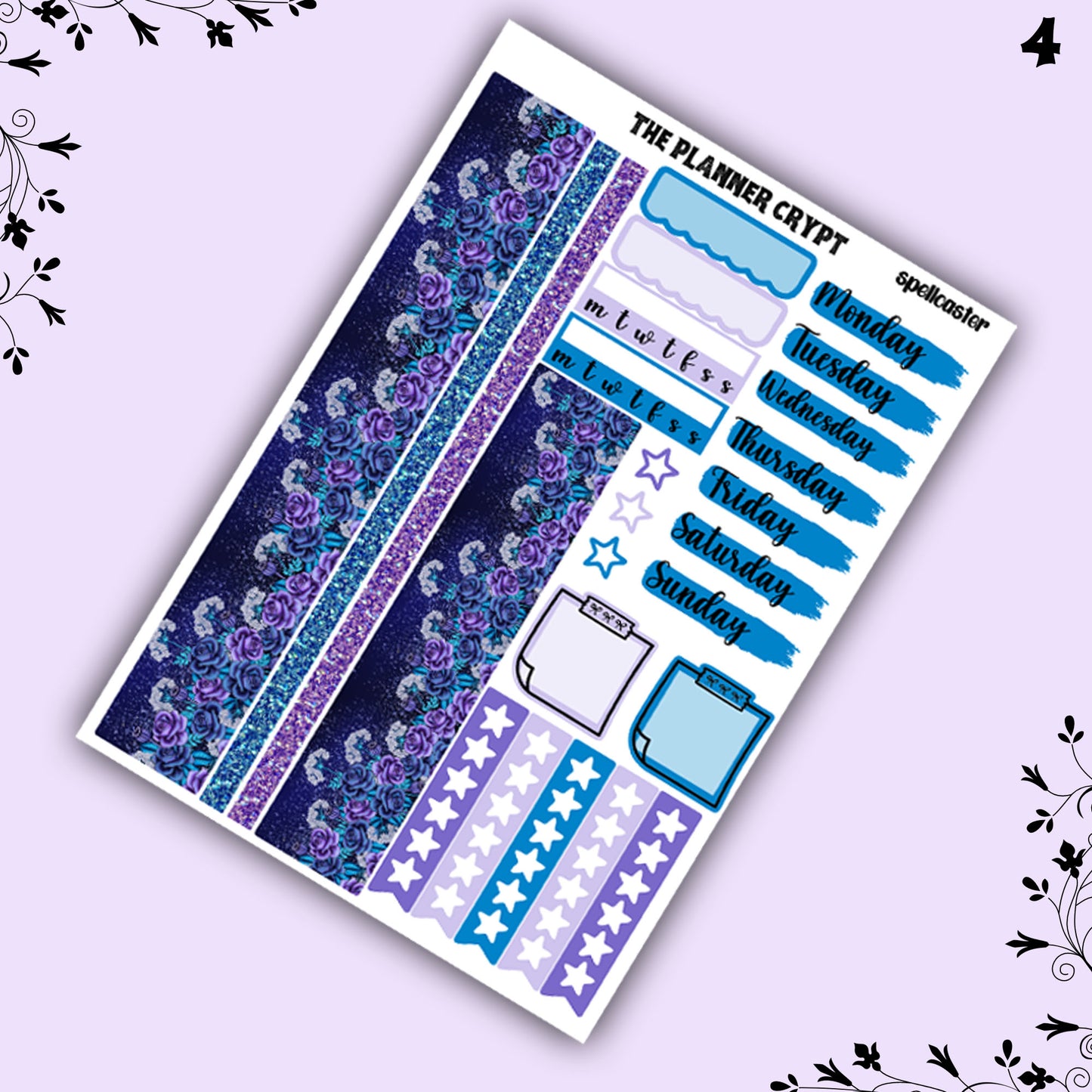 Weekly planner kit, witch stickers, witchy gifts, witchcraft stickers, vertical planner, celestial stickers, pretty stickers, magical gift