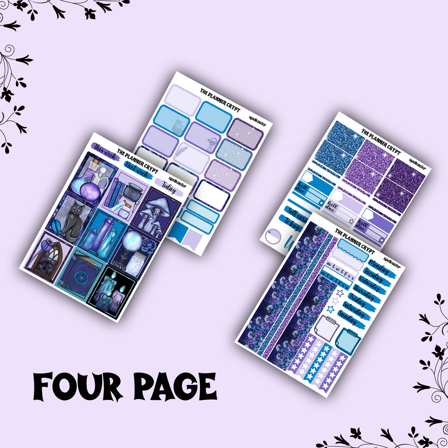 Weekly planner kit, witch stickers, witchy gifts, witchcraft stickers, vertical planner, celestial stickers, pretty stickers, magical gift
