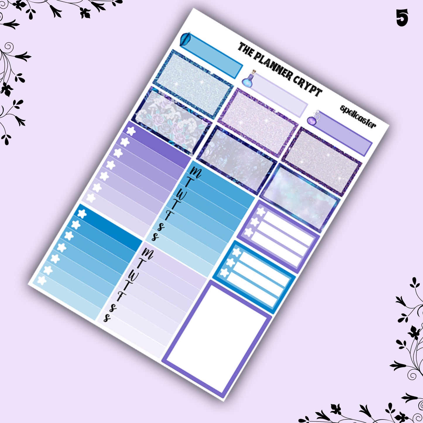 Weekly planner kit, witch stickers, witchy gifts, witchcraft stickers, vertical planner, celestial stickers, pretty stickers, magical gift