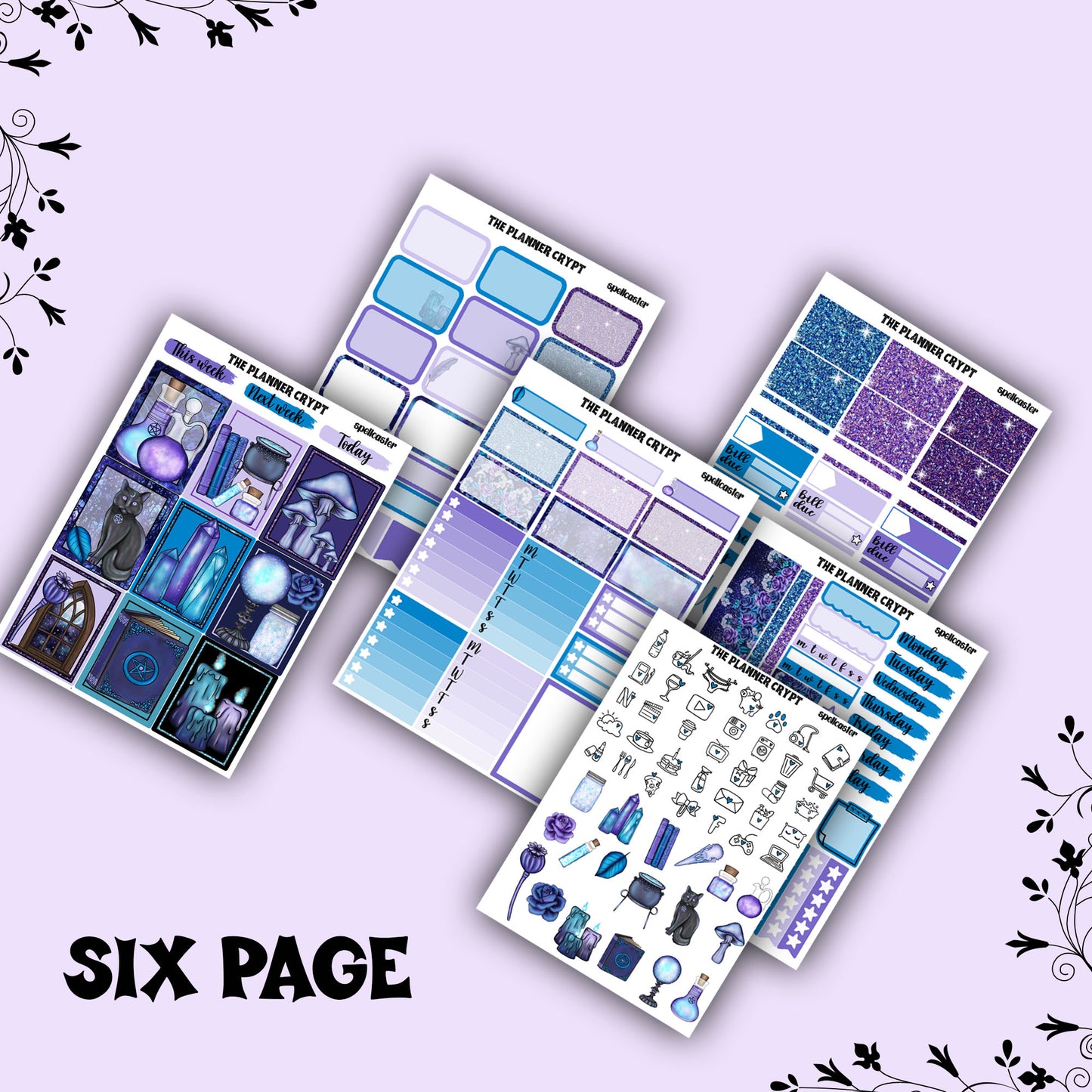 Weekly planner kit, witch stickers, witchy gifts, witchcraft stickers, vertical planner, celestial stickers, pretty stickers, magical gift