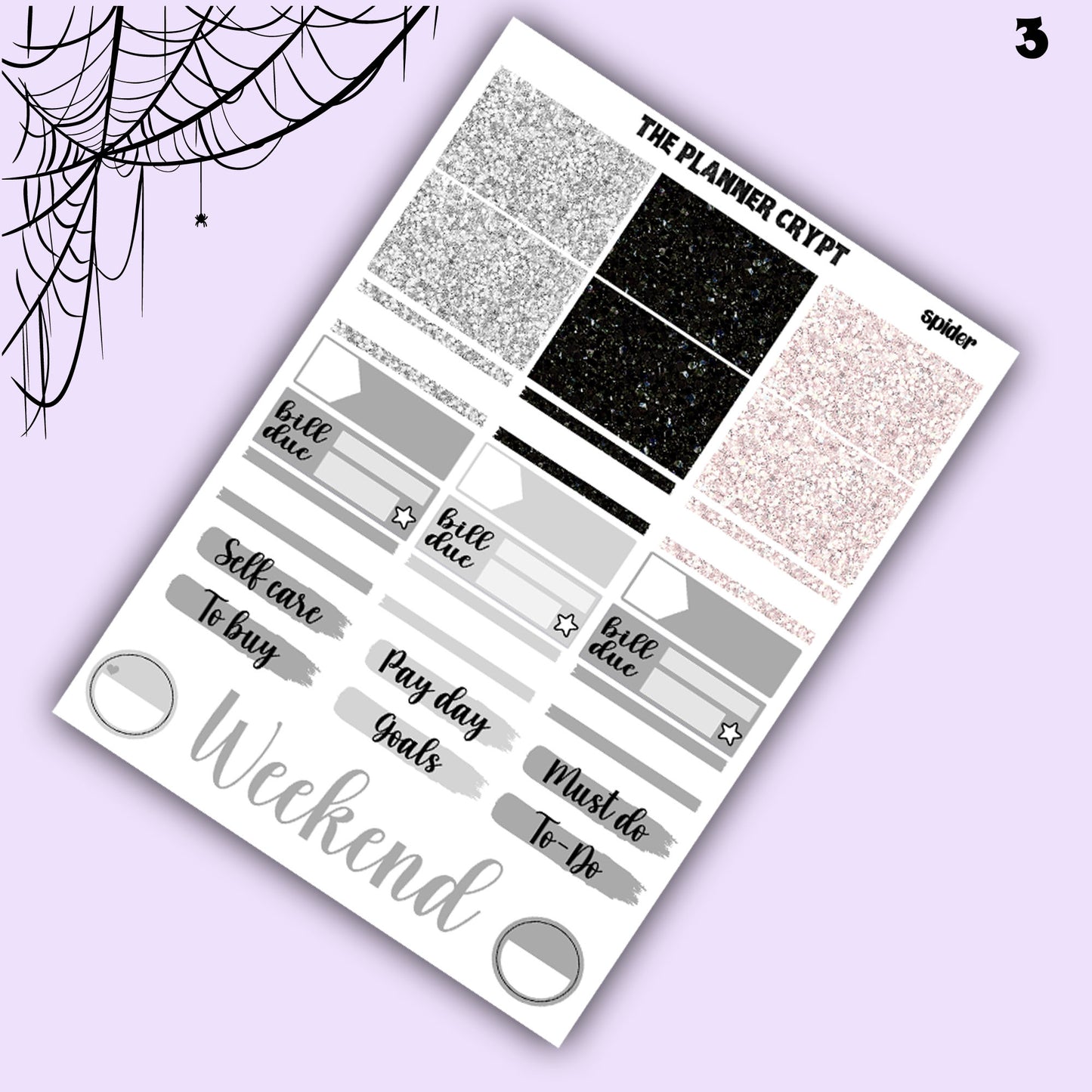 weekly planner sticker kit, planner stickers, spooky sticker, vertical planner, journal stickers, planning stickers, goth planner, halloween