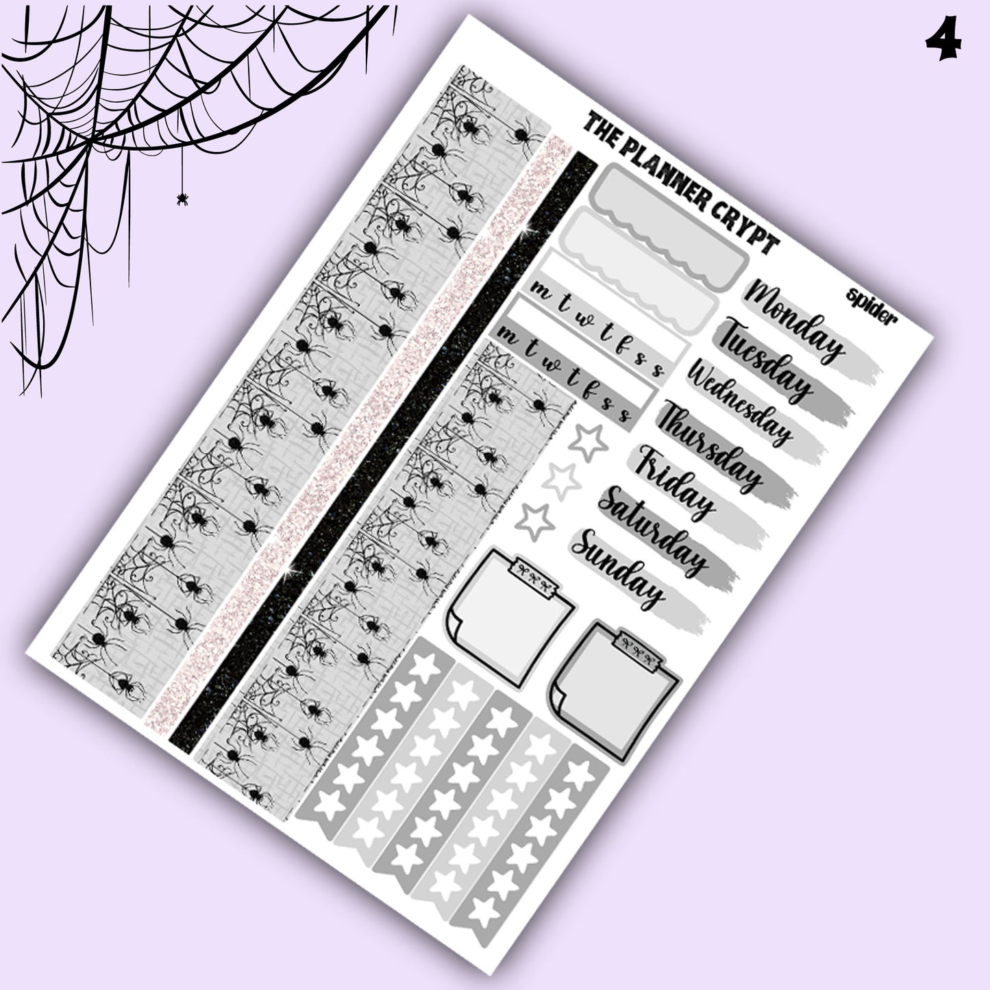 weekly planner sticker kit, planner stickers, spooky sticker, vertical planner, journal stickers, planning stickers, goth planner, halloween