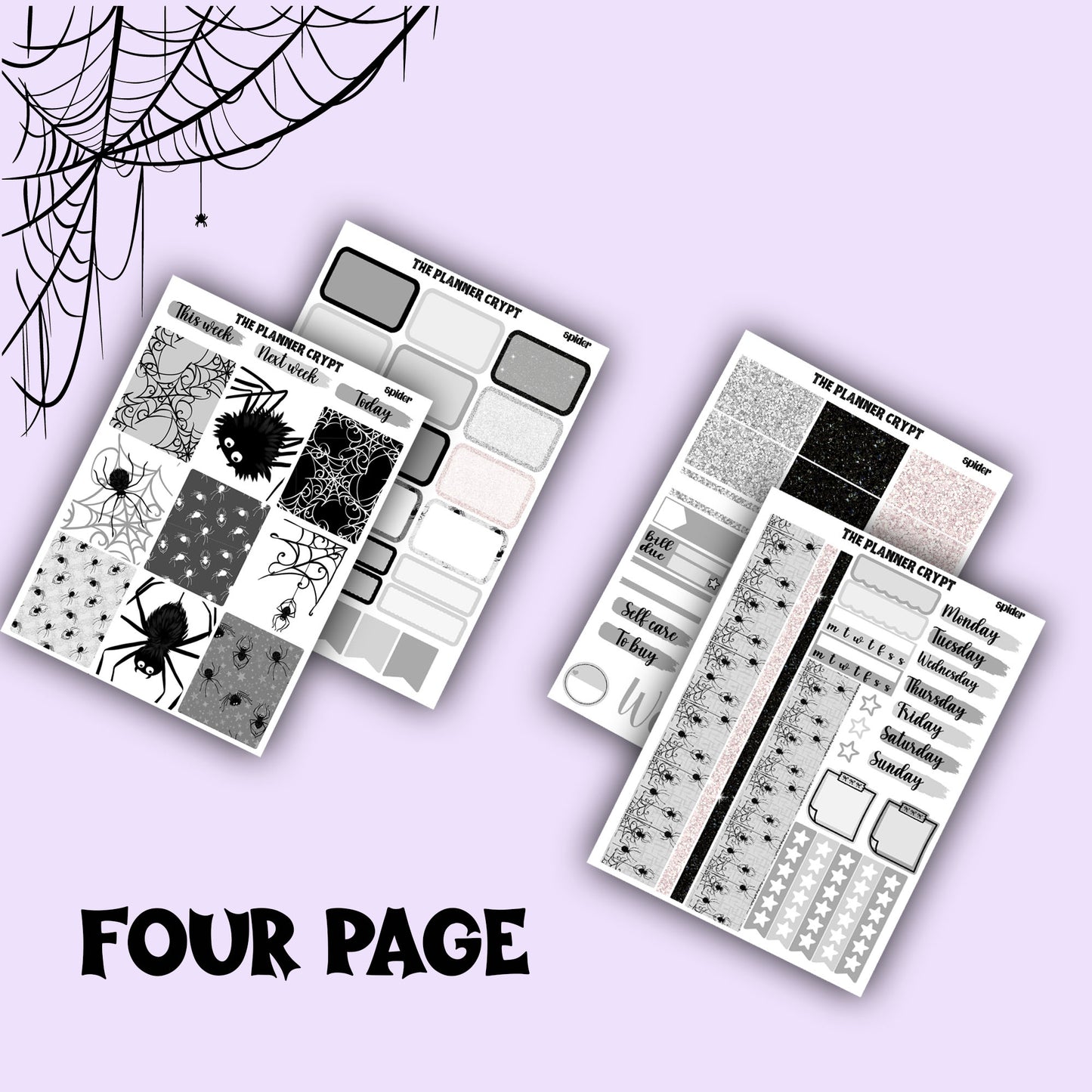 weekly planner sticker kit, planner stickers, spooky sticker, vertical planner, journal stickers, planning stickers, goth planner, halloween