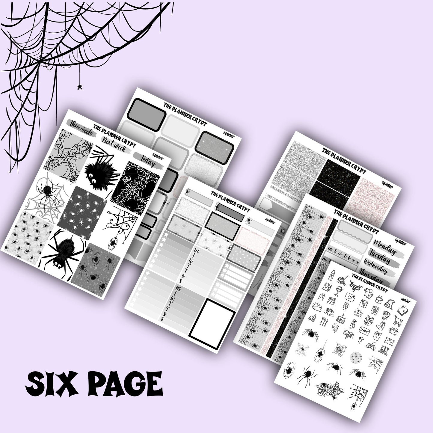 weekly planner sticker kit, planner stickers, spooky sticker, vertical planner, journal stickers, planning stickers, goth planner, halloween