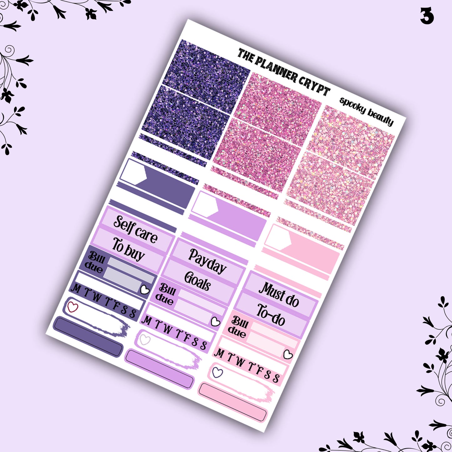 weekly planner sticker kit, planner stickers, spooky beauty