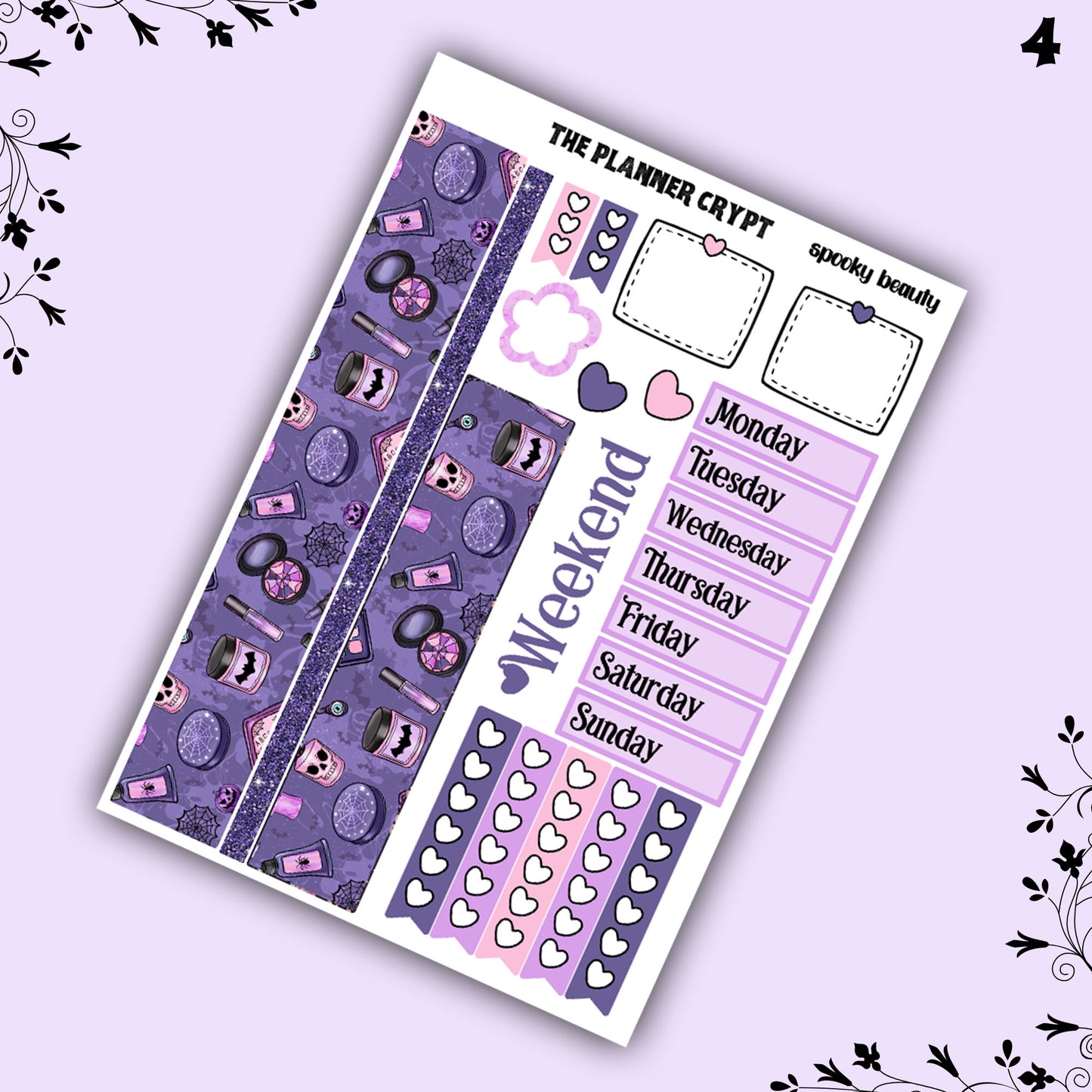 weekly planner sticker kit, planner stickers, spooky beauty