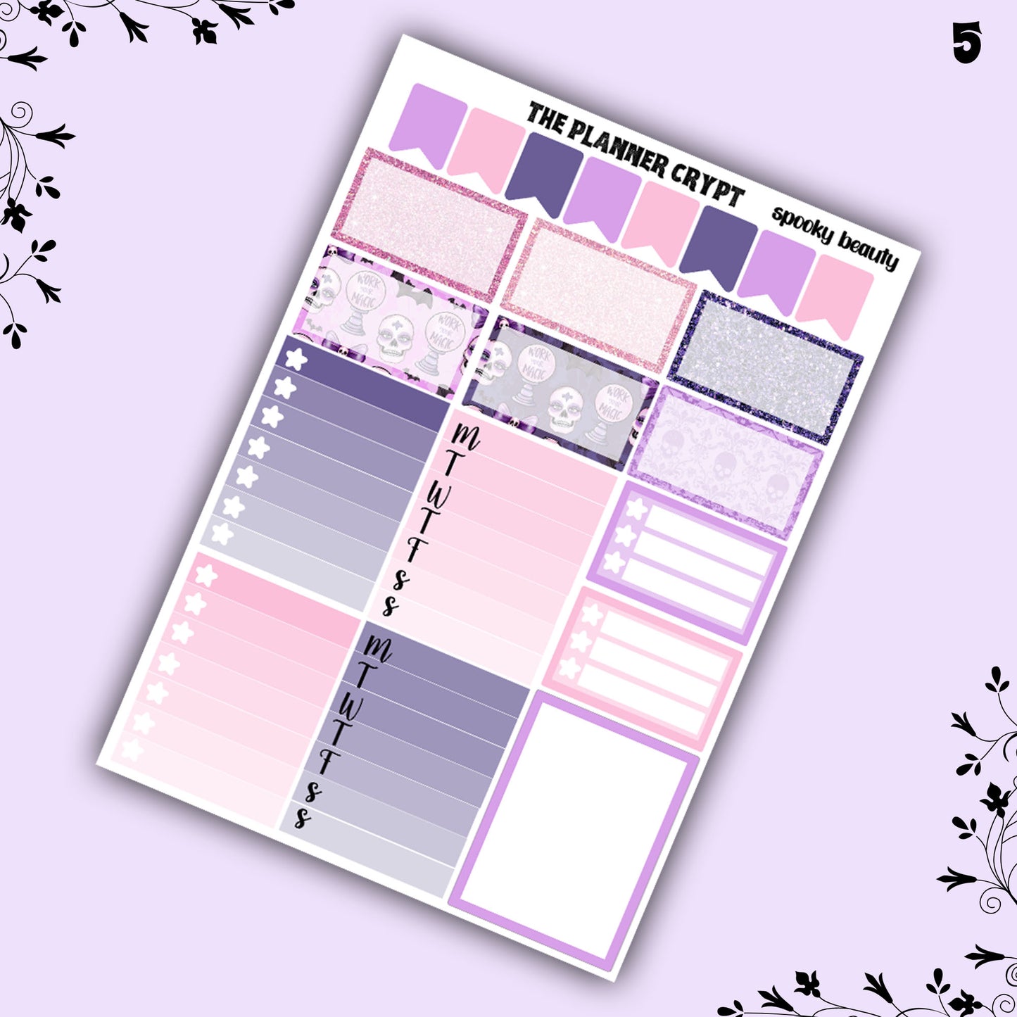 weekly planner sticker kit, planner stickers, spooky beauty