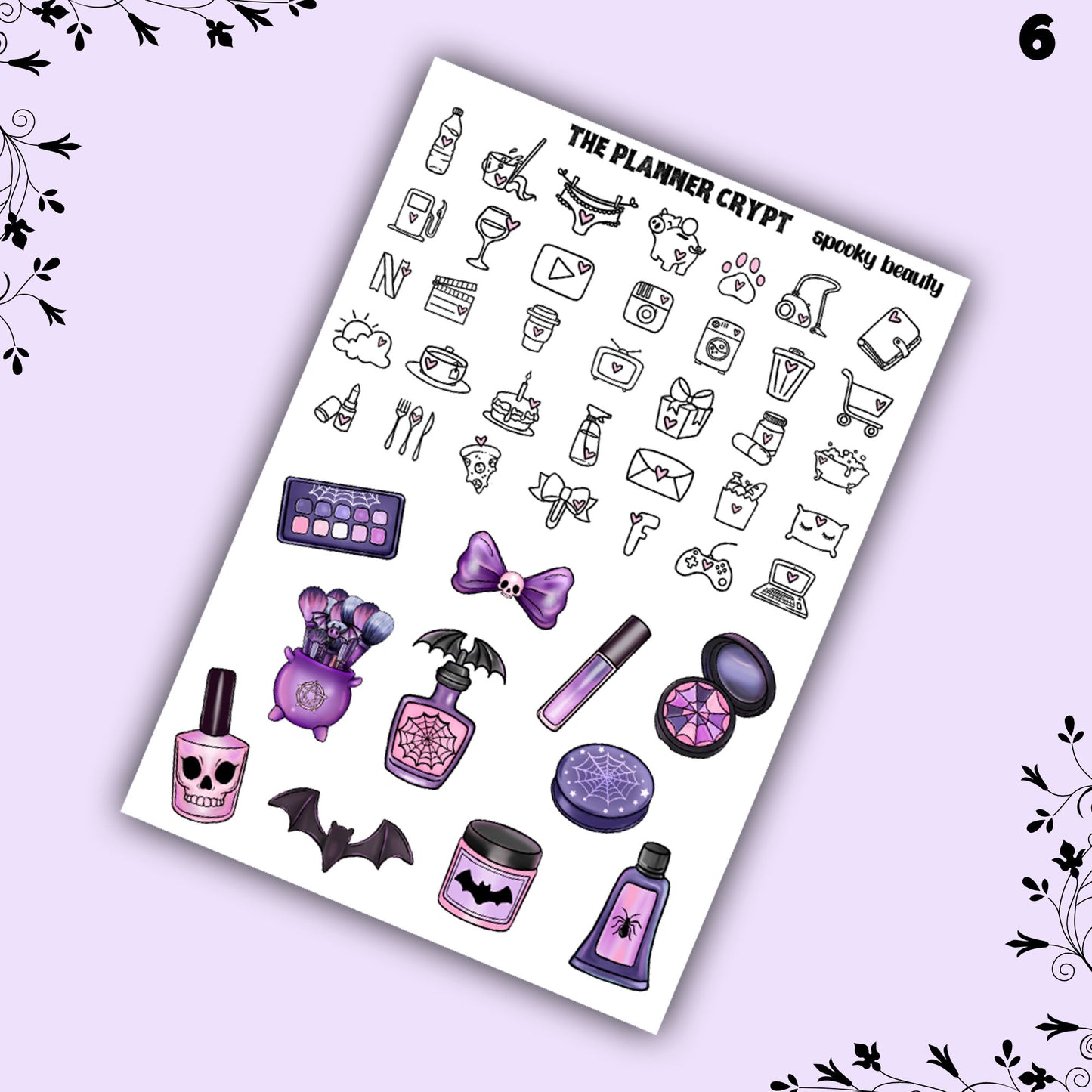 weekly planner sticker kit, planner stickers, spooky beauty