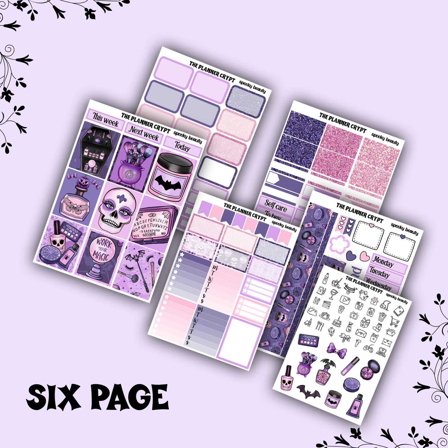 weekly planner sticker kit, planner stickers, spooky beauty
