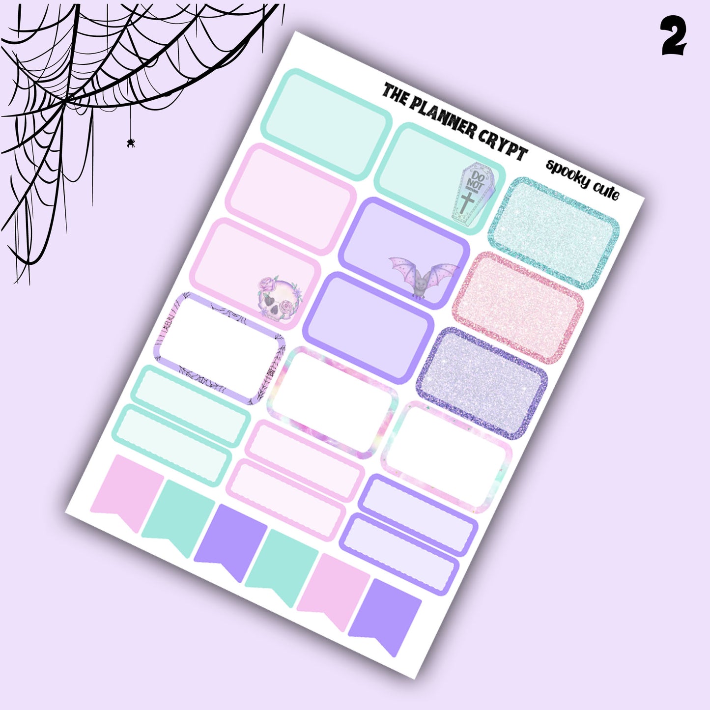 weekly planner sticker kit, planner stickers, pastel goth stickers, spooky sticker kit, vertical planner, cute stickers, witchy planner