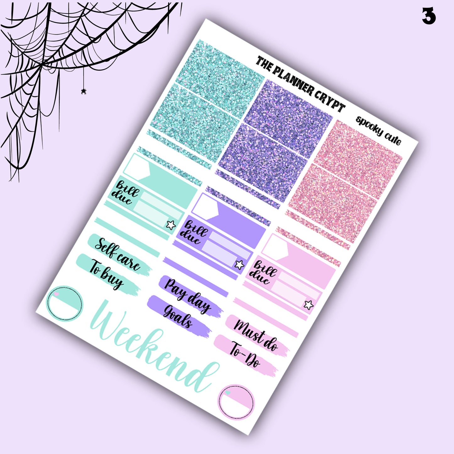weekly planner sticker kit, planner stickers, pastel goth stickers, spooky sticker kit, vertical planner, cute stickers, witchy planner
