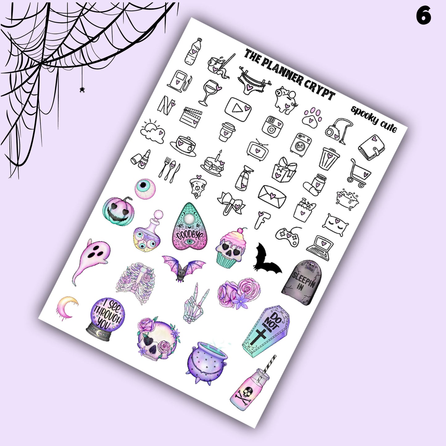 weekly planner sticker kit, planner stickers, pastel goth stickers, spooky sticker kit, vertical planner, cute stickers, witchy planner