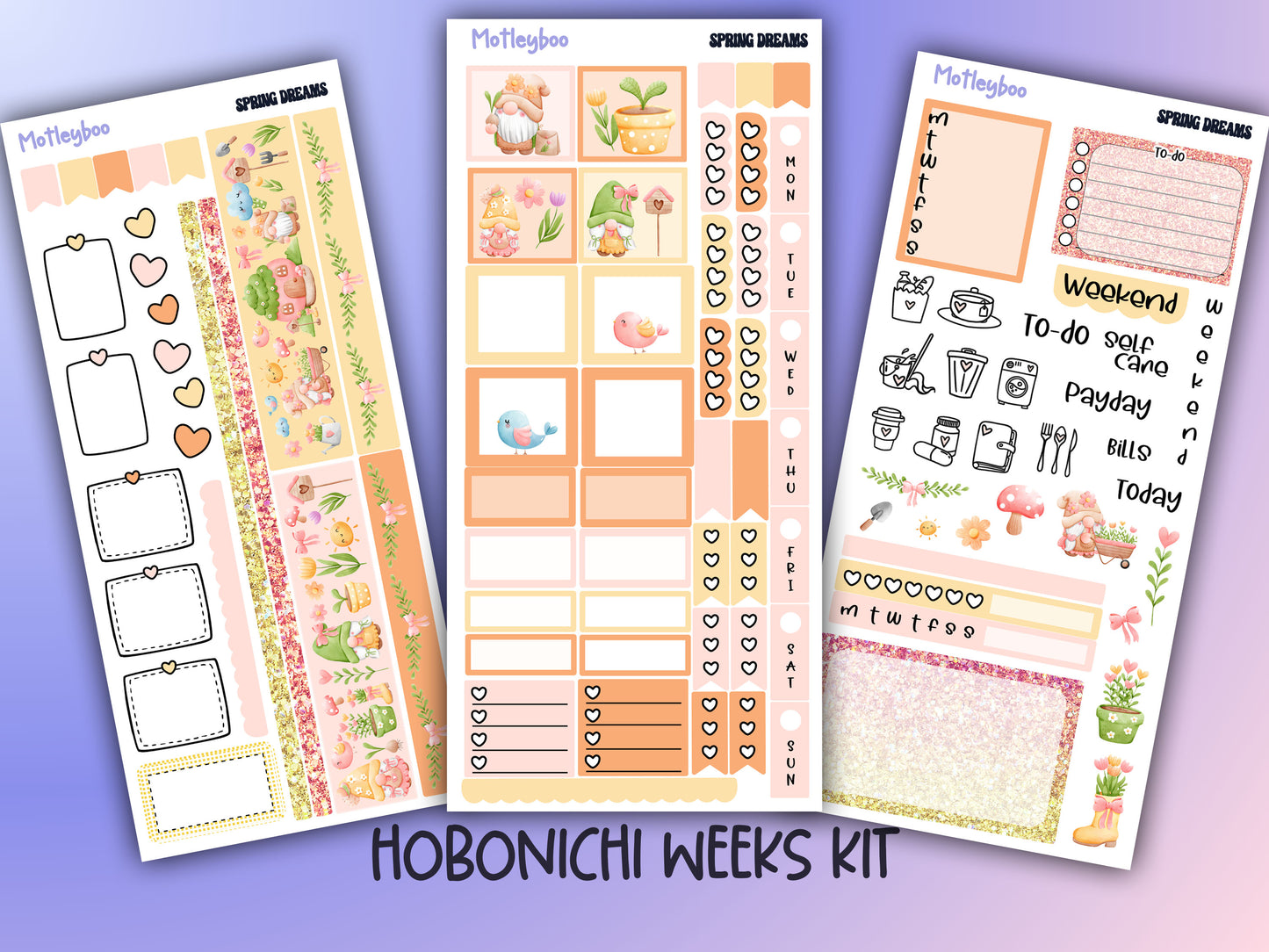 Hobonichi weeks kit, weekly sticker kit, hobonichi planner, spring stickers, functional sticker, planner stickers, small journal stickers