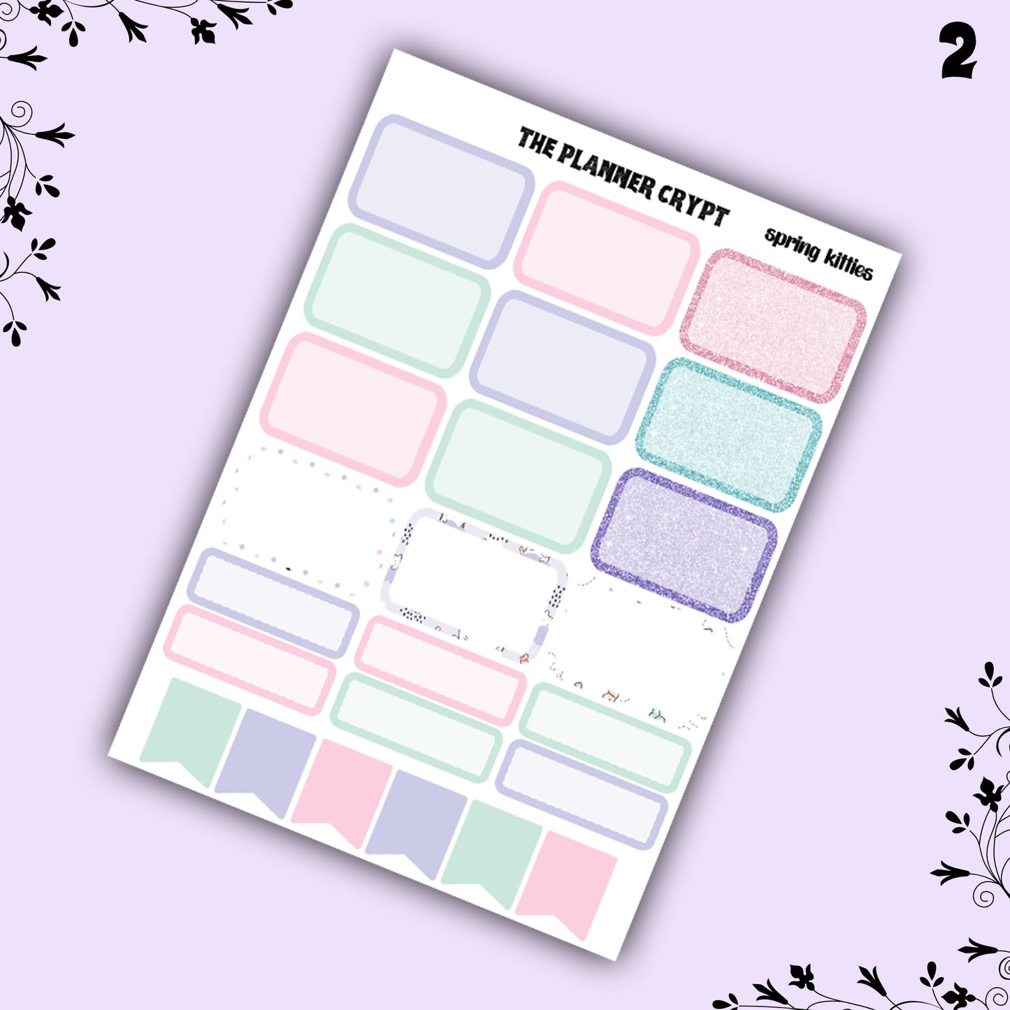 Spring kitties, weekly planner, sticker kit, pastel stickers, spring planner kit, planner stickers, vertical planner