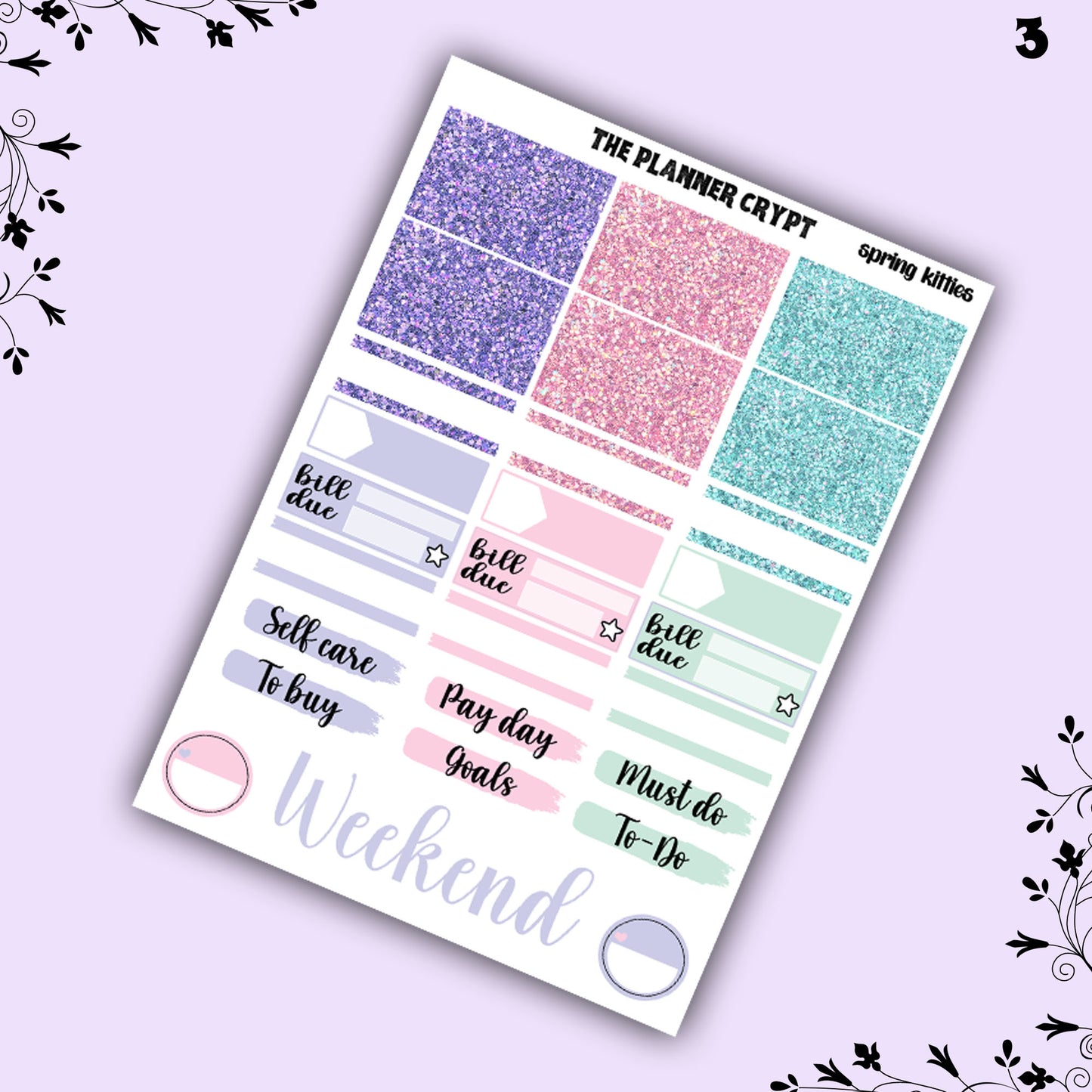 Spring kitties, weekly planner, sticker kit, pastel stickers, spring planner kit, planner stickers, vertical planner