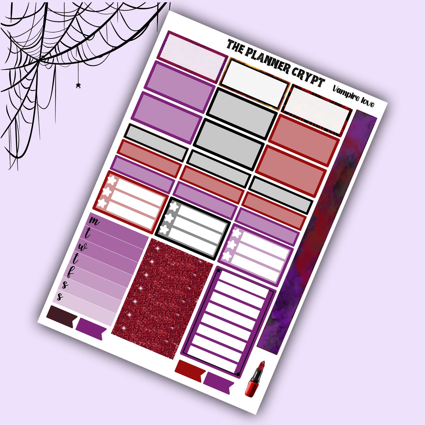 Vampire love Hobonichi cousin planner sticker kit