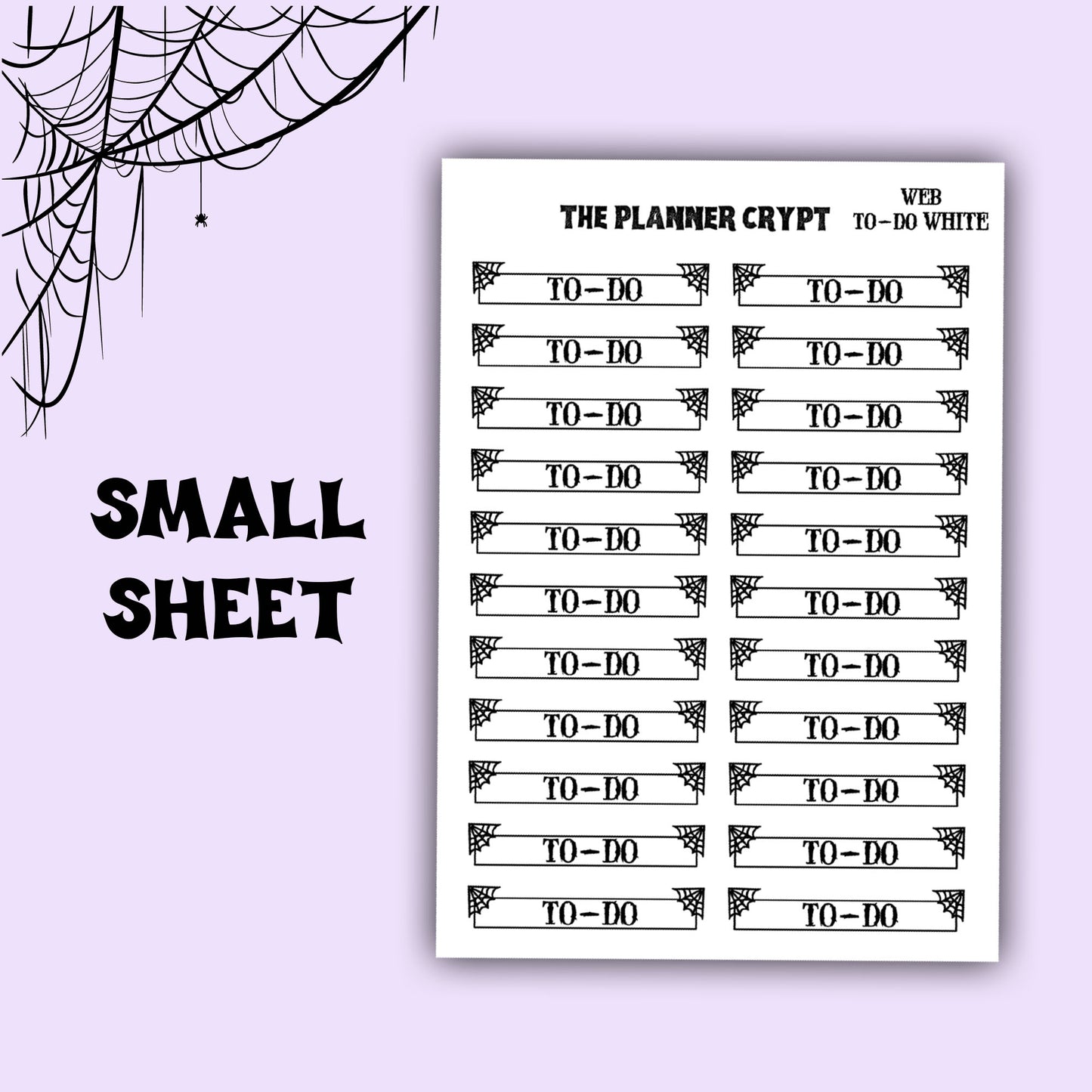 planner stickers, today stickers, vertical planner, gothic planner, functional stickers, black and white, spiderweb stickers, header sticker